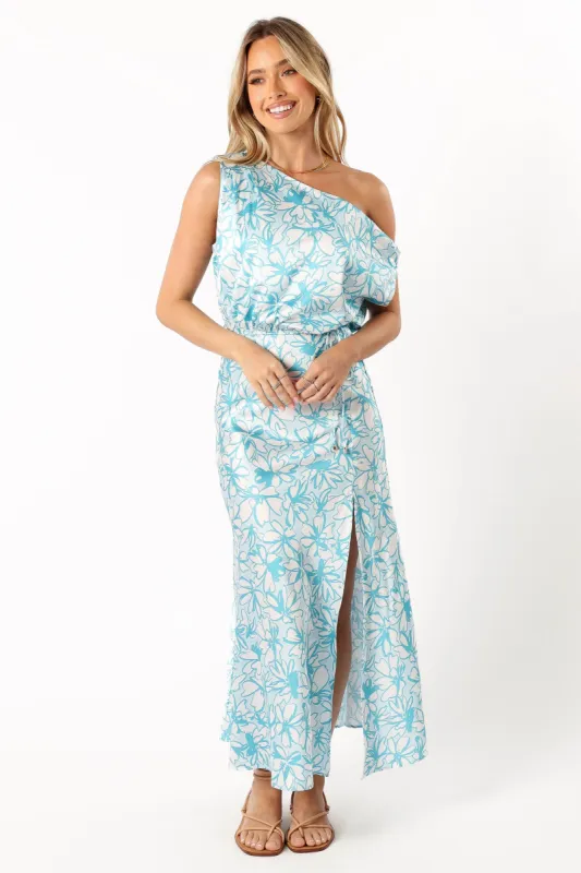 Camden Off Shoulder Maxi Dress - Blue Floral sold by Petal & Pup