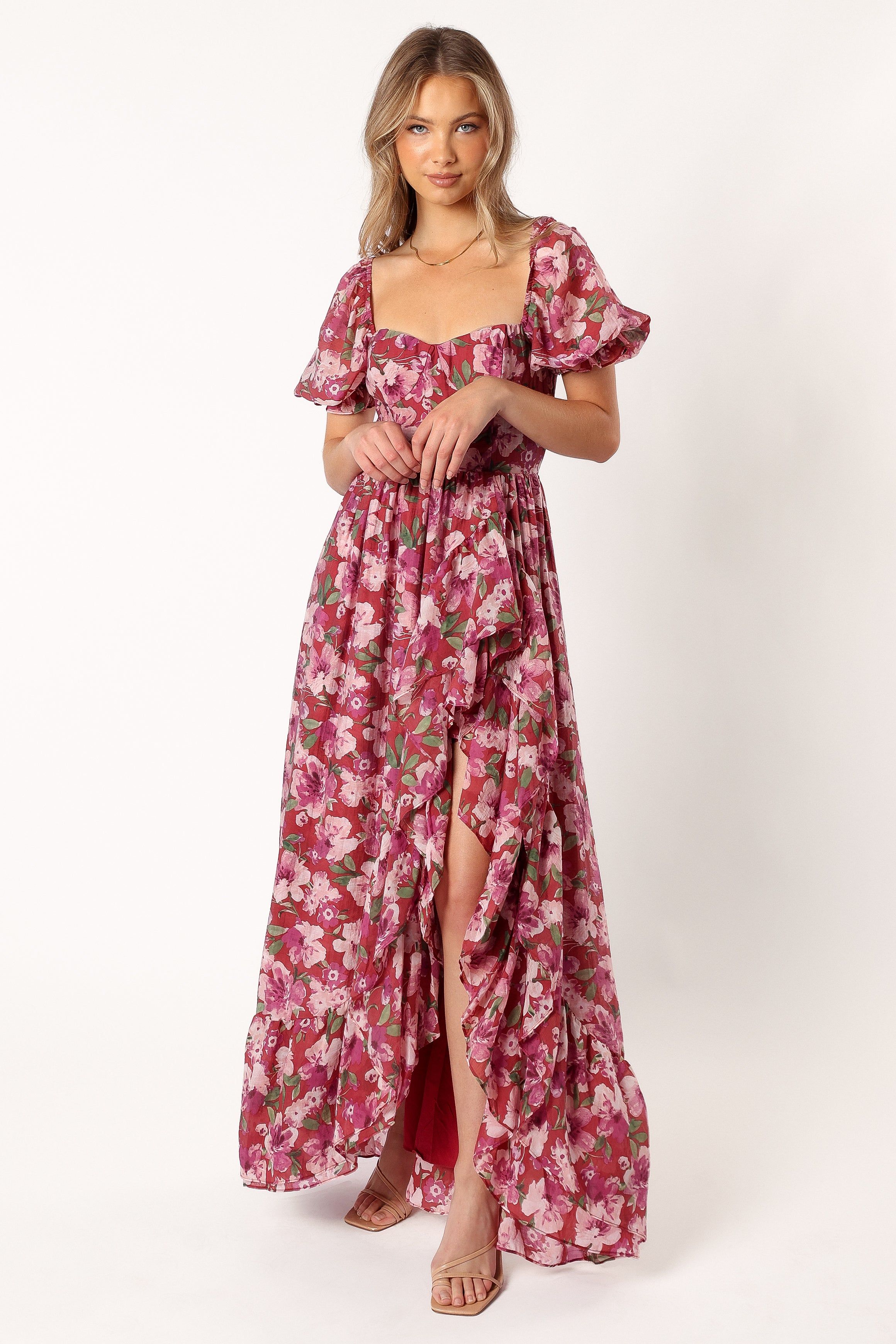 Rita Tiered Maxi Dress - Berry Floral sold by Petal & Pup product image thumbnail 5