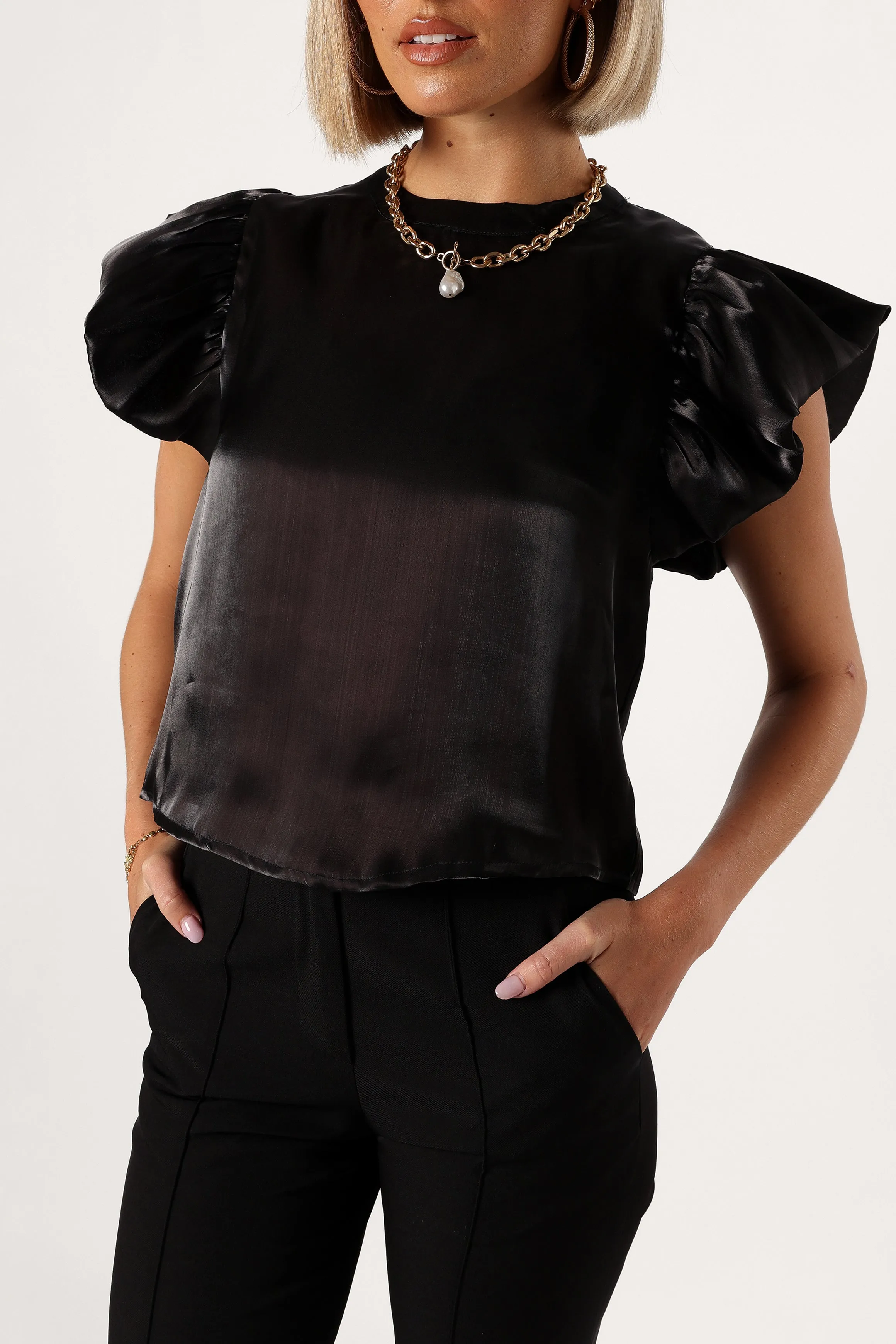 Marianna Ruffle Sleeve Top - Black sold by Petal & Pup product image thumbnail 5