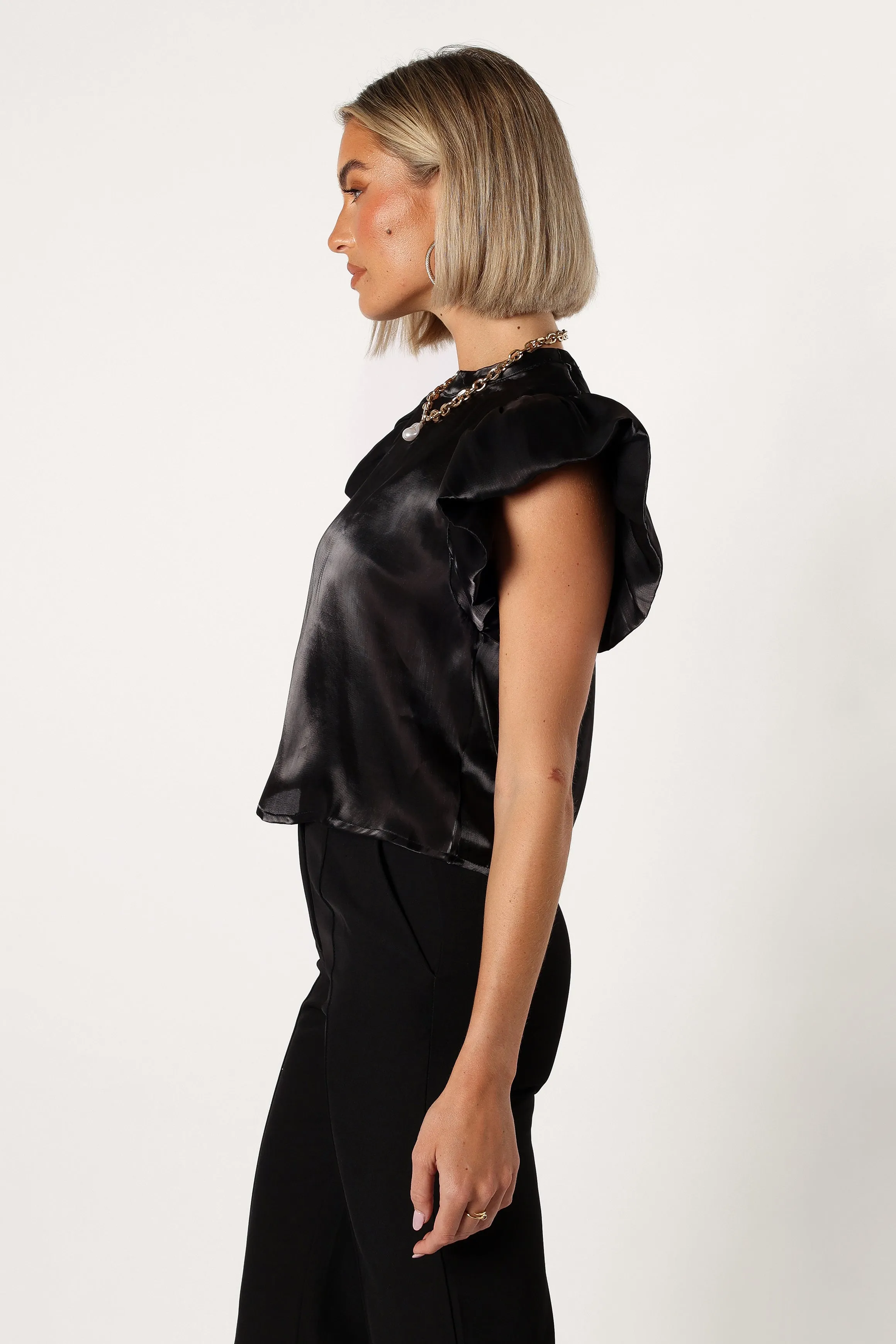 Marianna Ruffle Sleeve Top - Black sold by Petal & Pup product image thumbnail 2