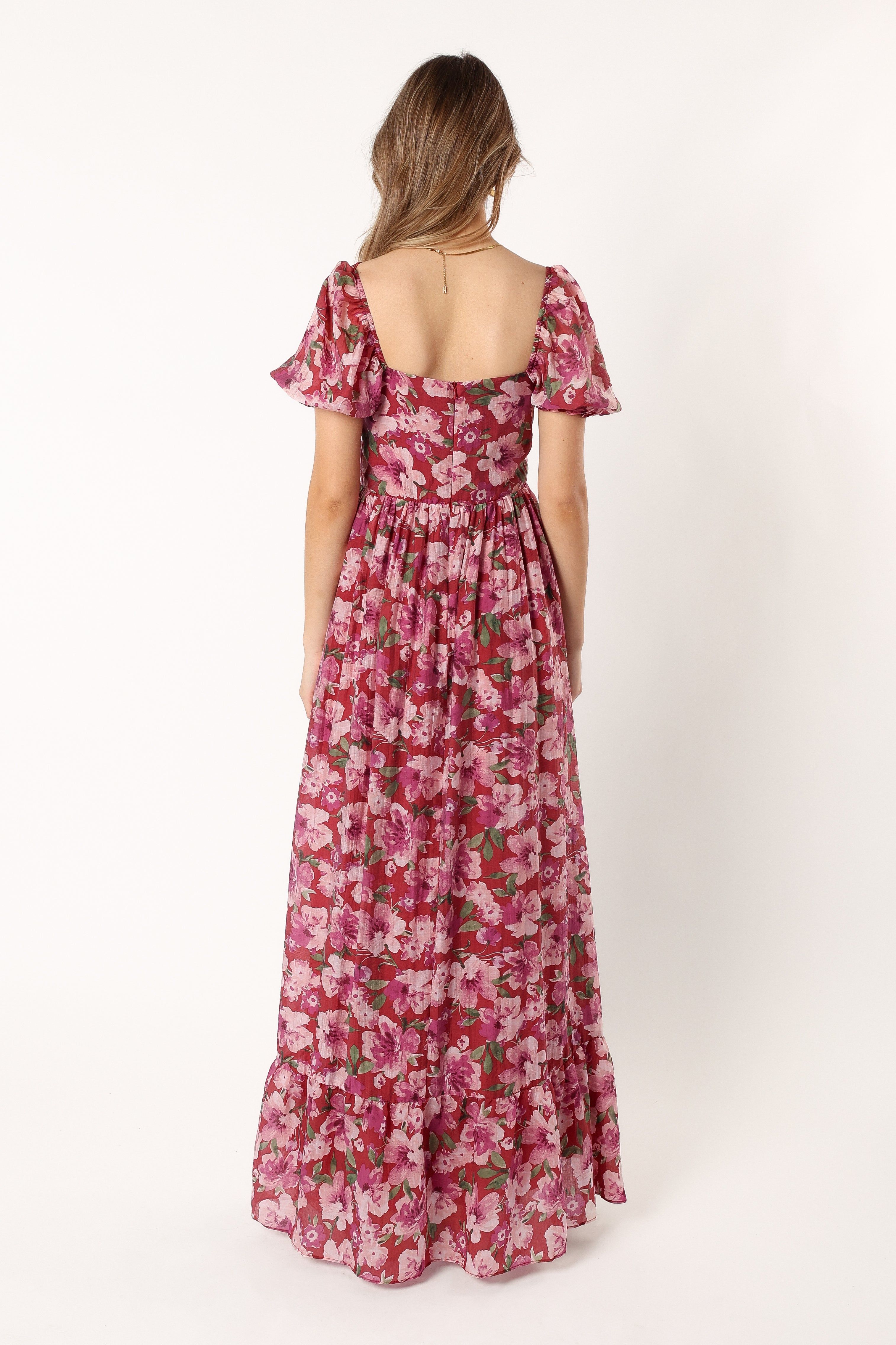 Rita Tiered Maxi Dress - Berry Floral sold by Petal & Pup product image thumbnail 3