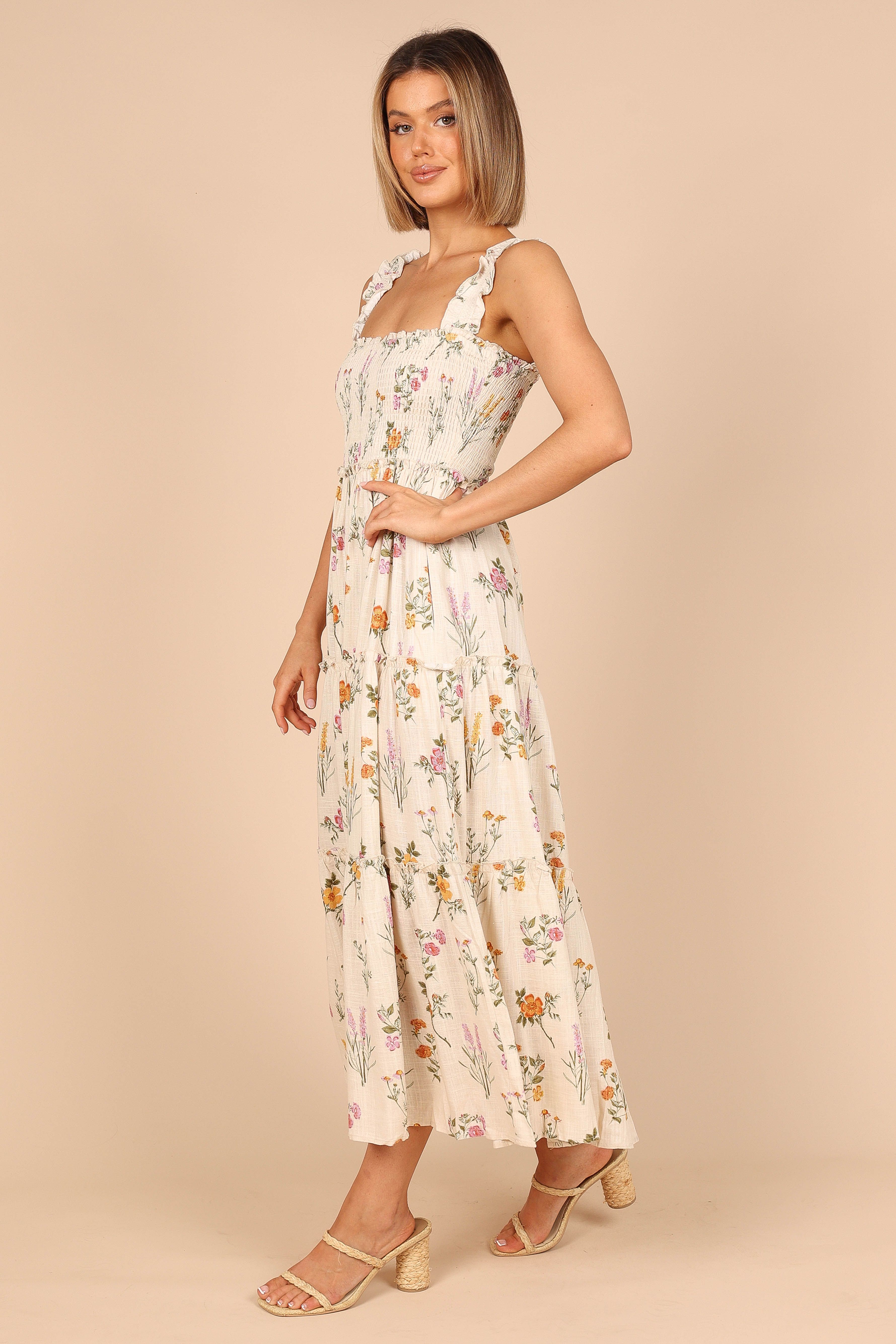 August Shirred Maxi Dress - Beige Floral sold by Petal & Pup product image thumbnail 5