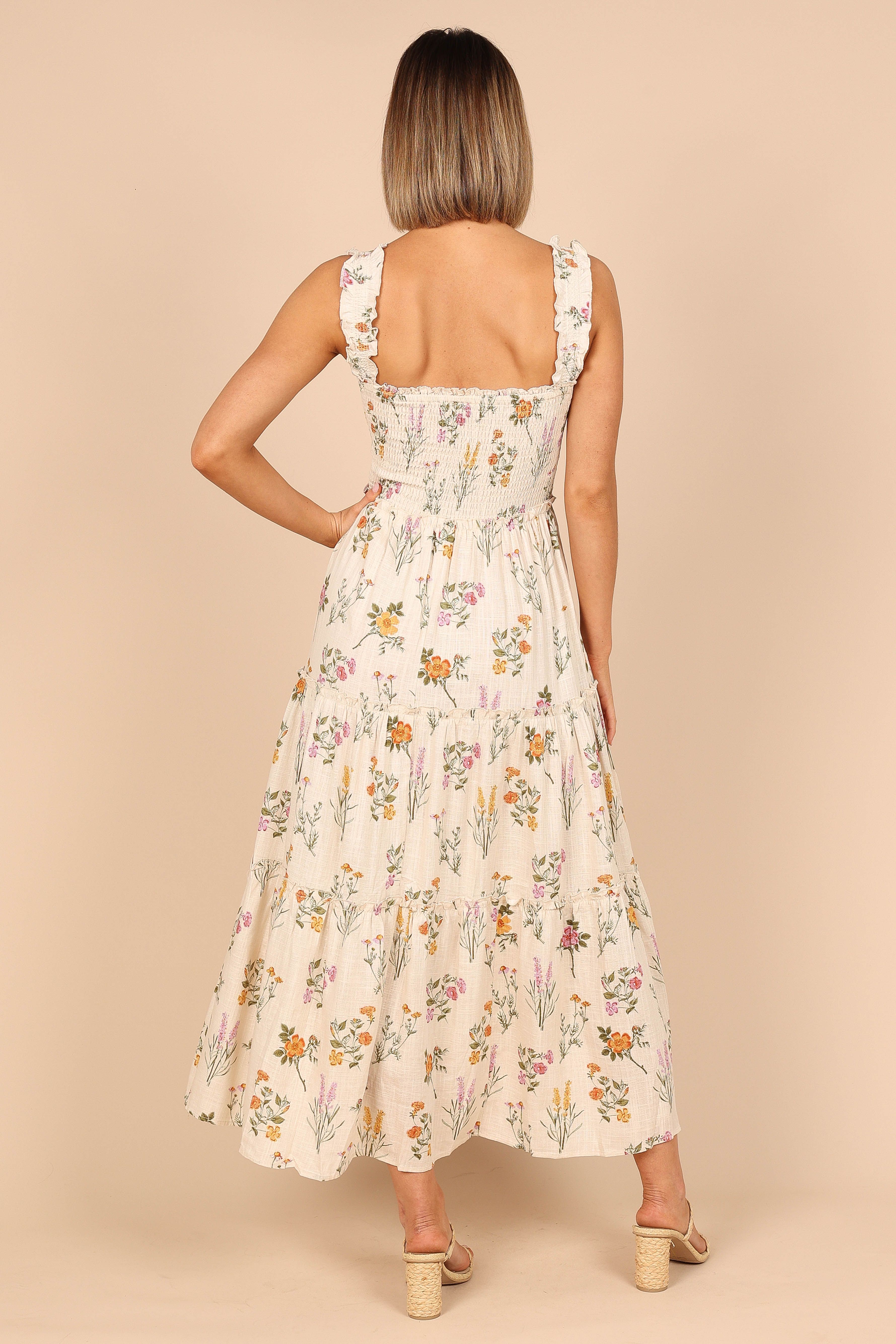 August Shirred Maxi Dress - Beige Floral sold by Petal & Pup product image thumbnail 4