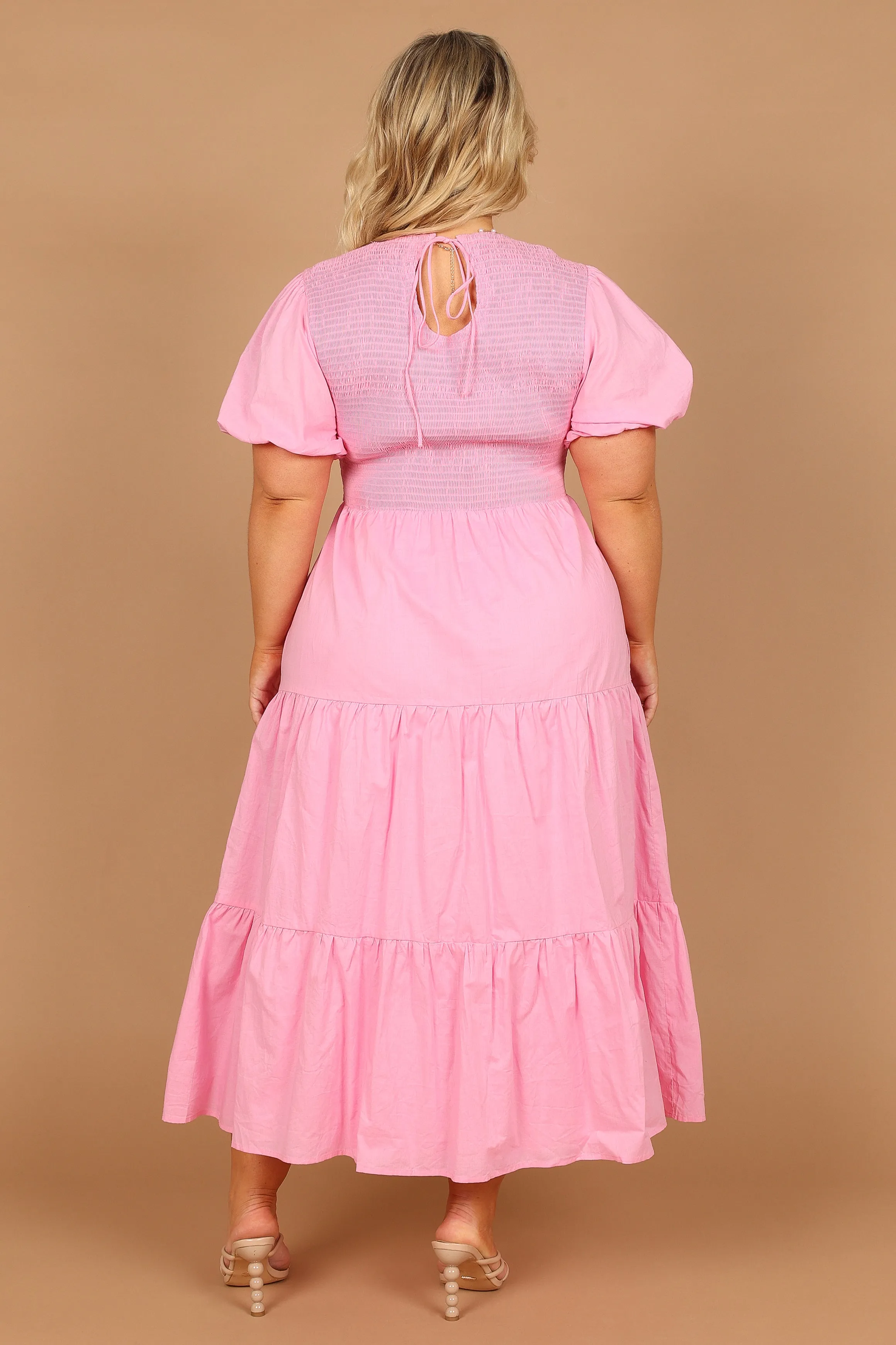 Naura Shirred Tiered Midi Dress - Pink sold by Petal & Pup product image thumbnail 5