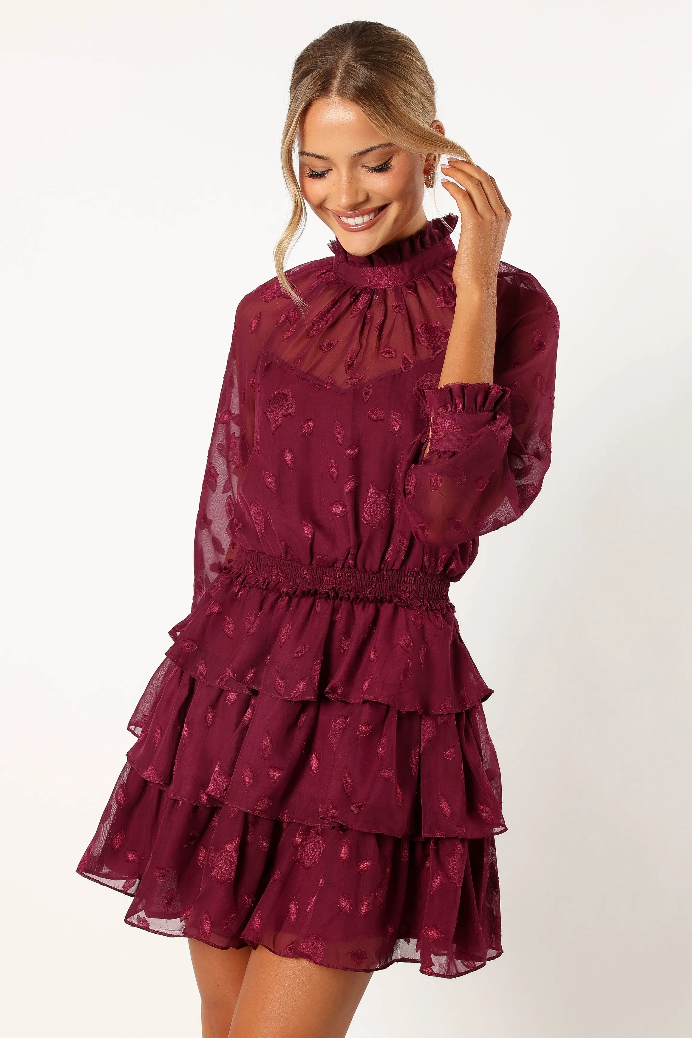 Sebastian Long Sleeve Mini Dress - Ruby sold by Petal & Pup product image thumbnail 2