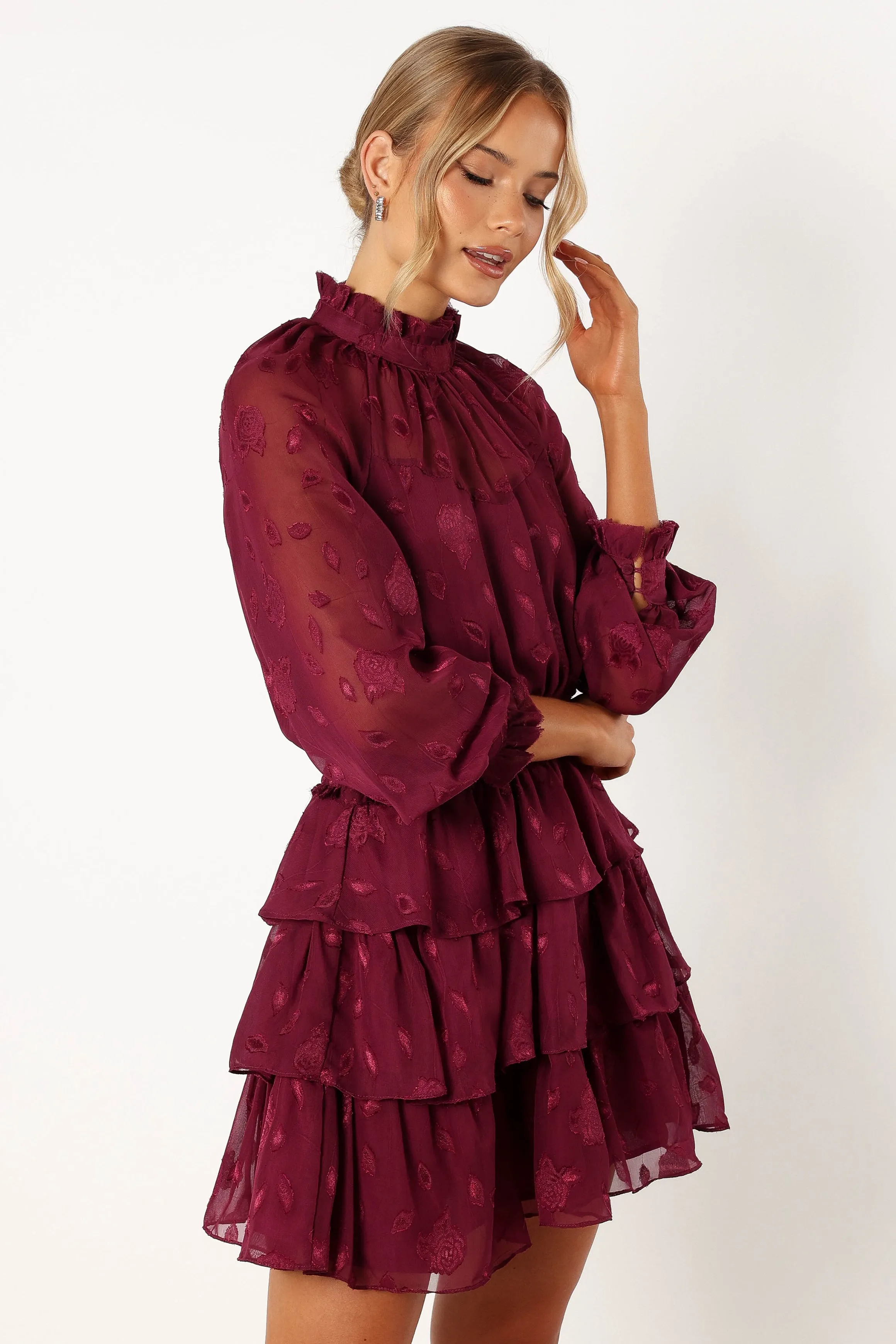 Sebastian Long Sleeve Mini Dress - Ruby sold by Petal & Pup product image thumbnail 5