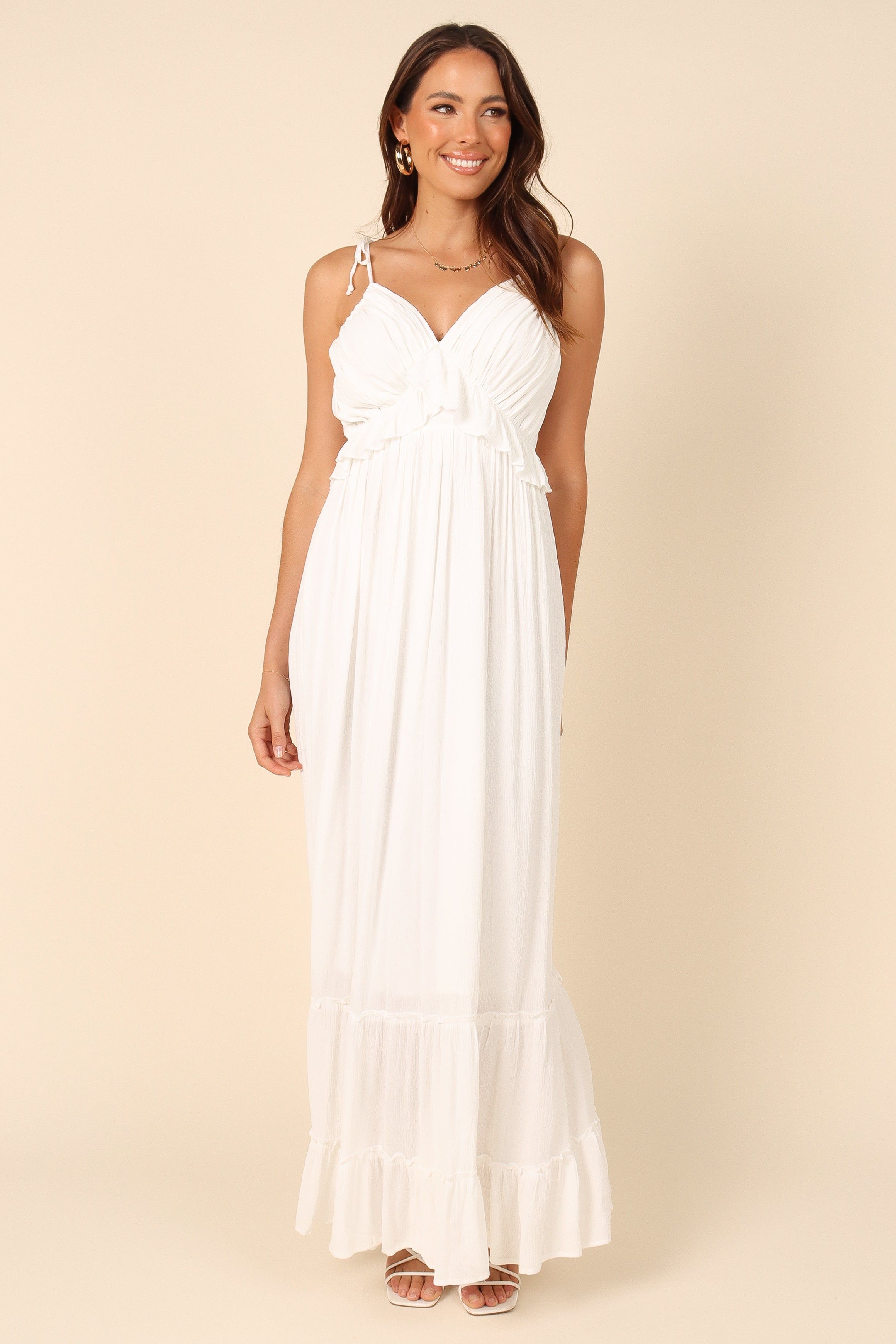 Davy Ruffle Detail Maxi Dress - White sold by Petal & Pup product image thumbnail 3