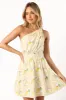 Cintrico One Shoulder Mini Dress - Lemon sold by Petal & Pup