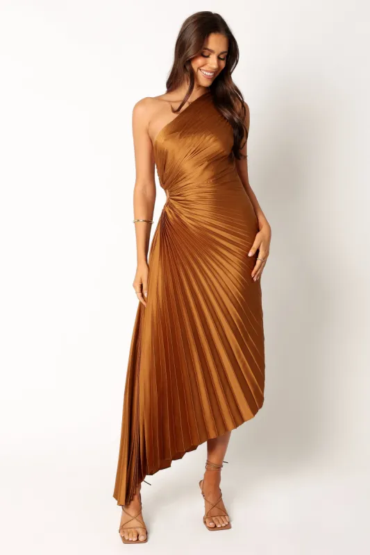 Kleo One Shoulder Maxi Dress - Golden Ochre sold by Petal & Pup