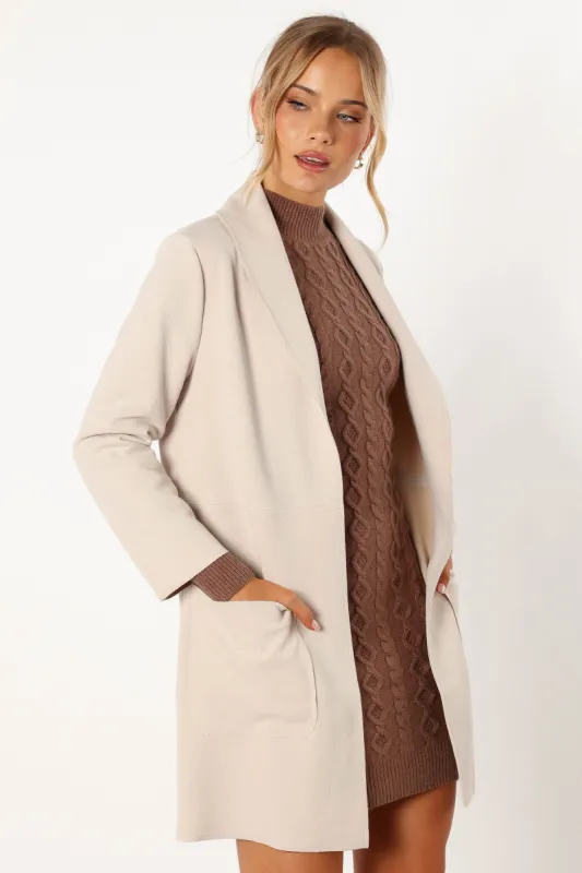 Veda Faux Suede Long Jacket - Bone sold by Petal & Pup