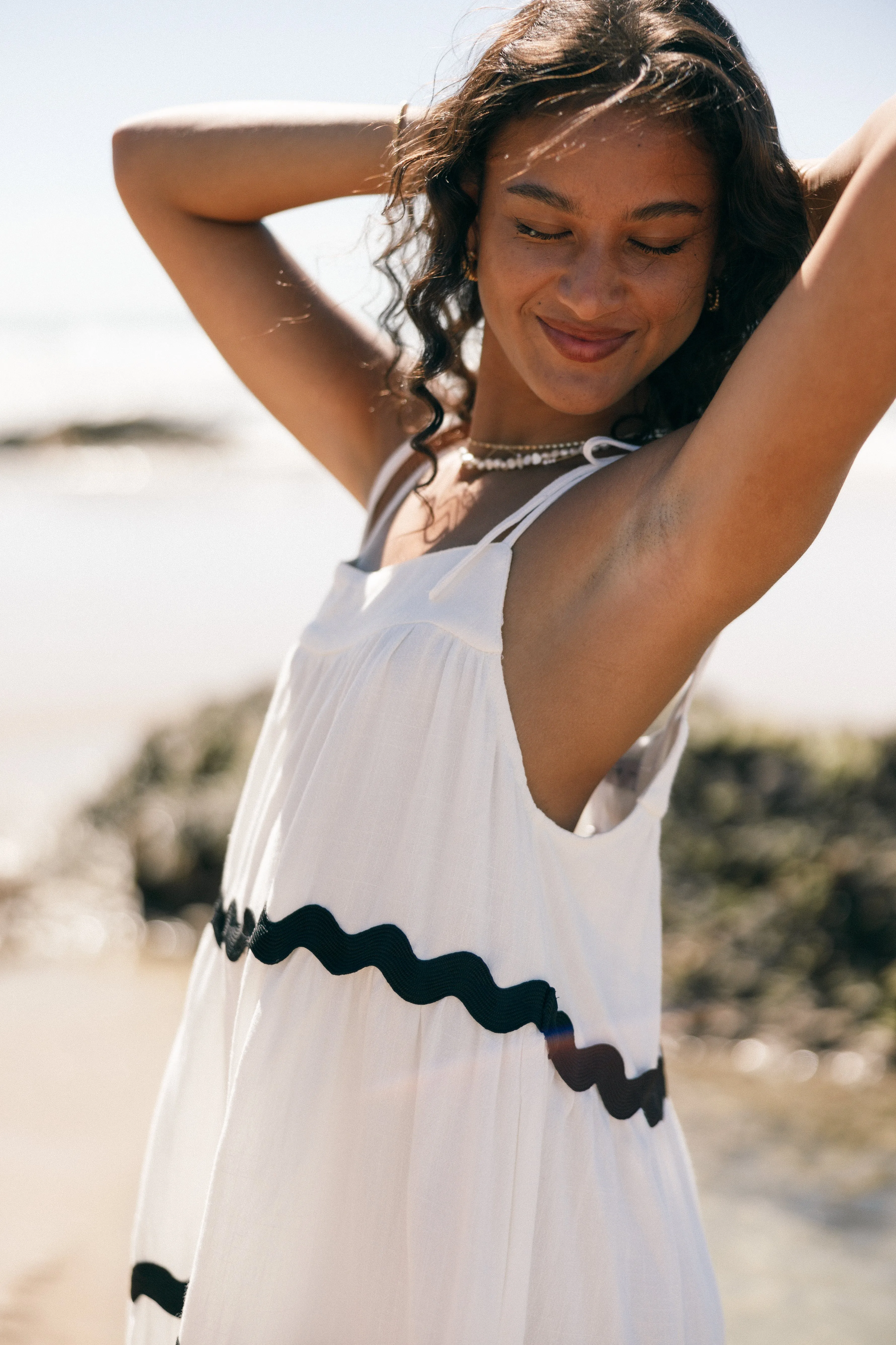 Uma Mini Dress - White Black sold by Petal & Pup product image thumbnail 2