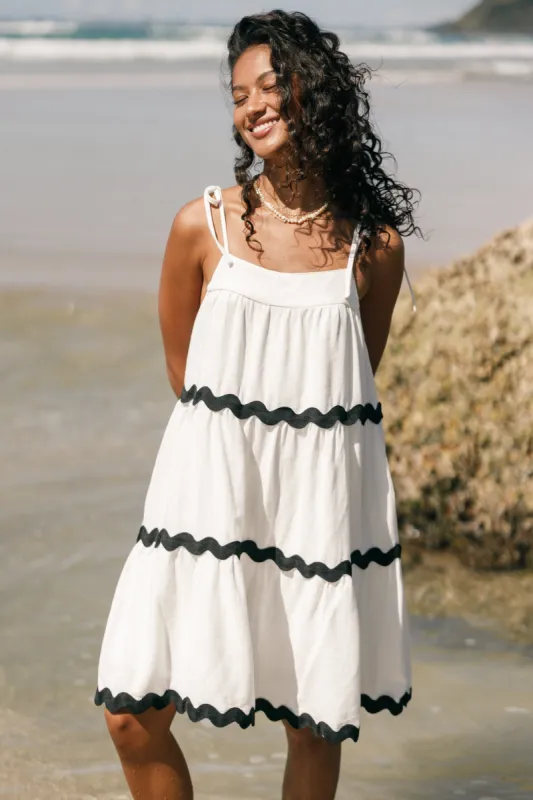 Uma Mini Dress - White Black sold by Petal & Pup