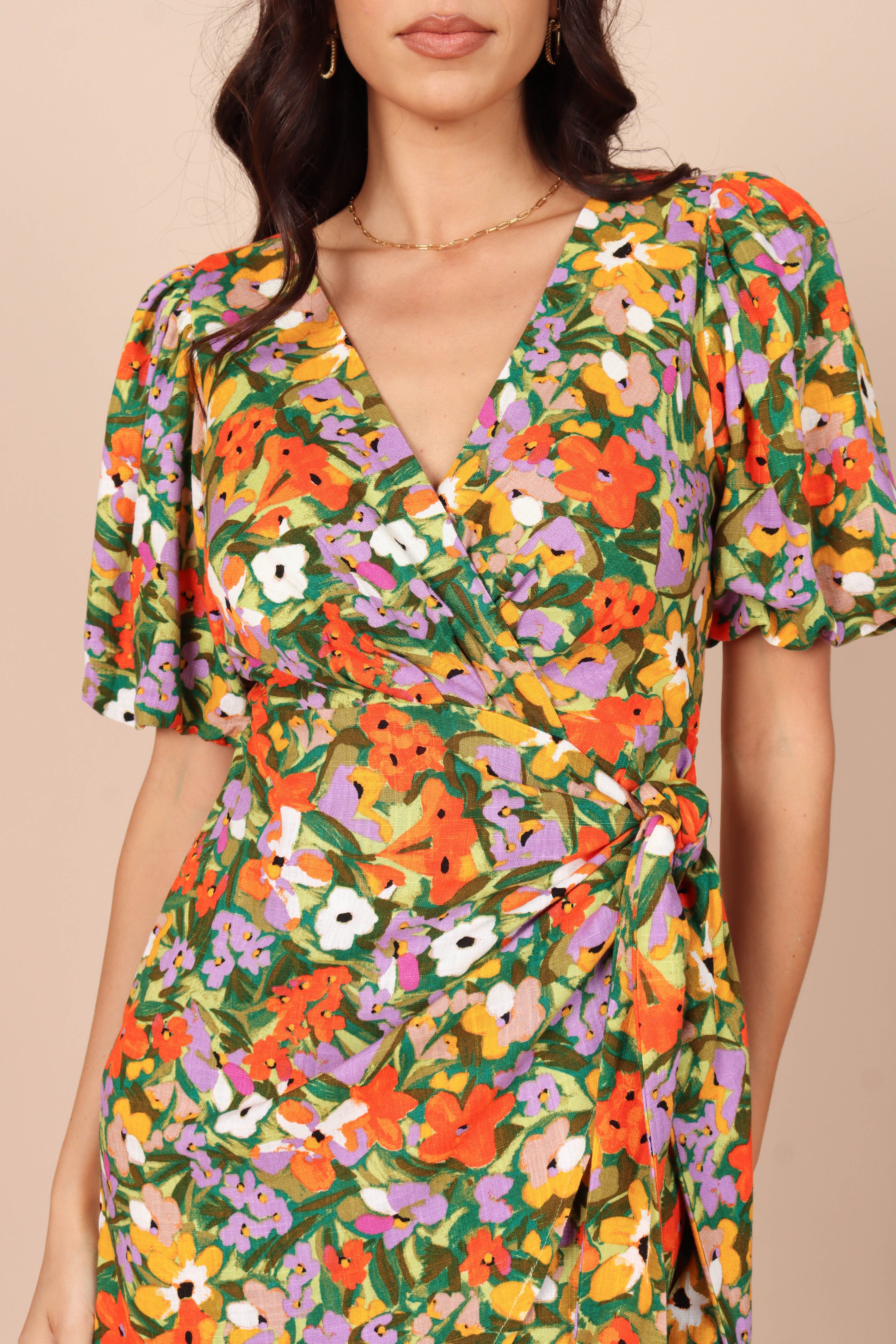 Flourish Puff Sleeve Mini Dress - Orange sold by Petal & Pup product image thumbnail 3