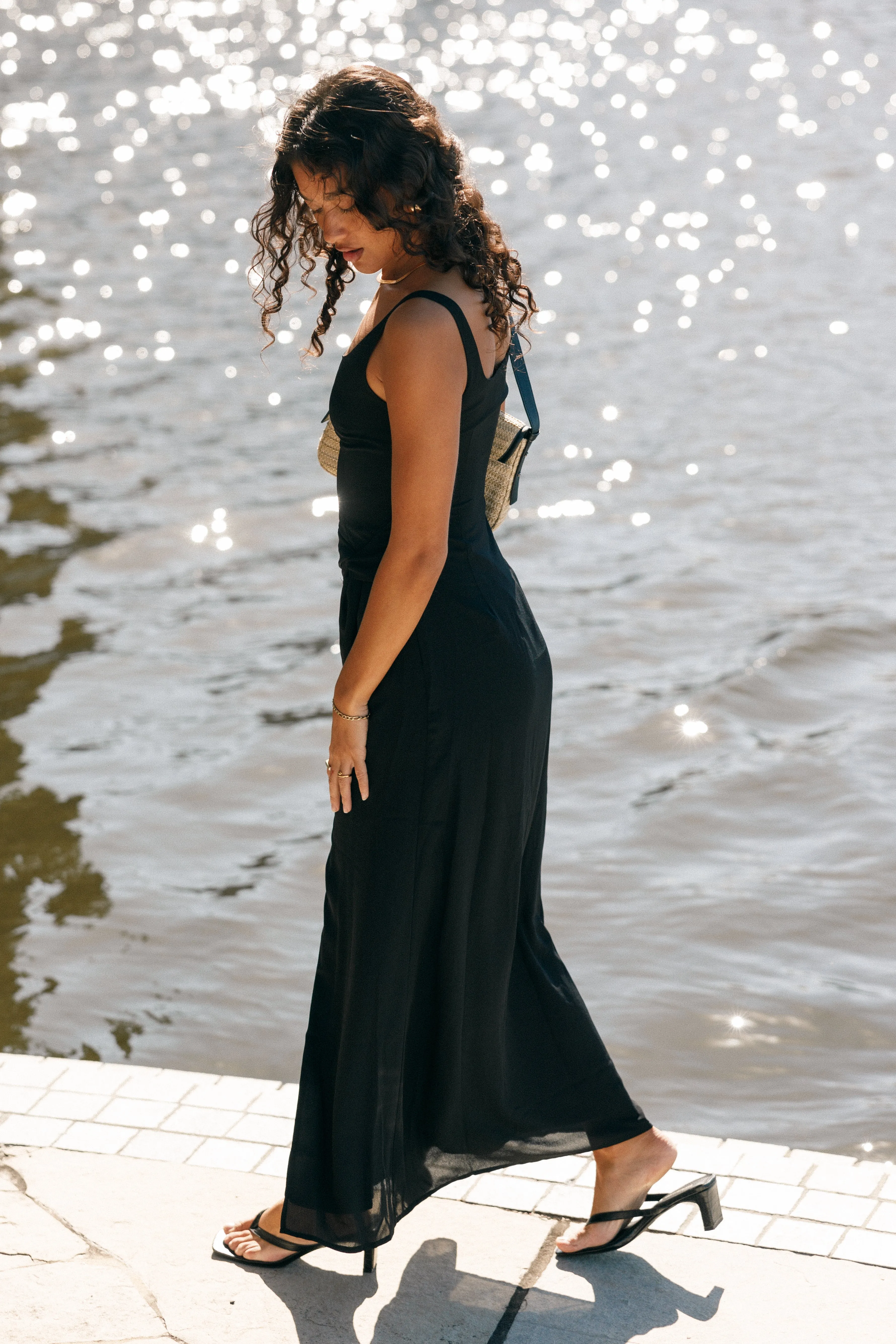 Nadea Faux Wrap Maxi Dress - Black sold by Petal & Pup product image thumbnail 2