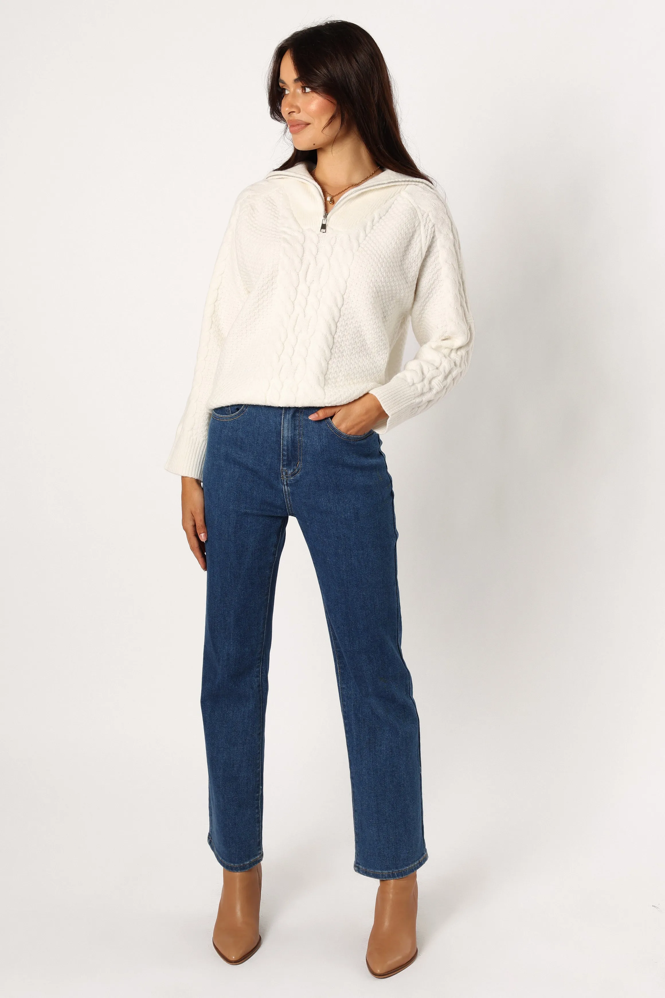 Ebony Knit Sweater - White sold by Petal & Pup product image thumbnail 5