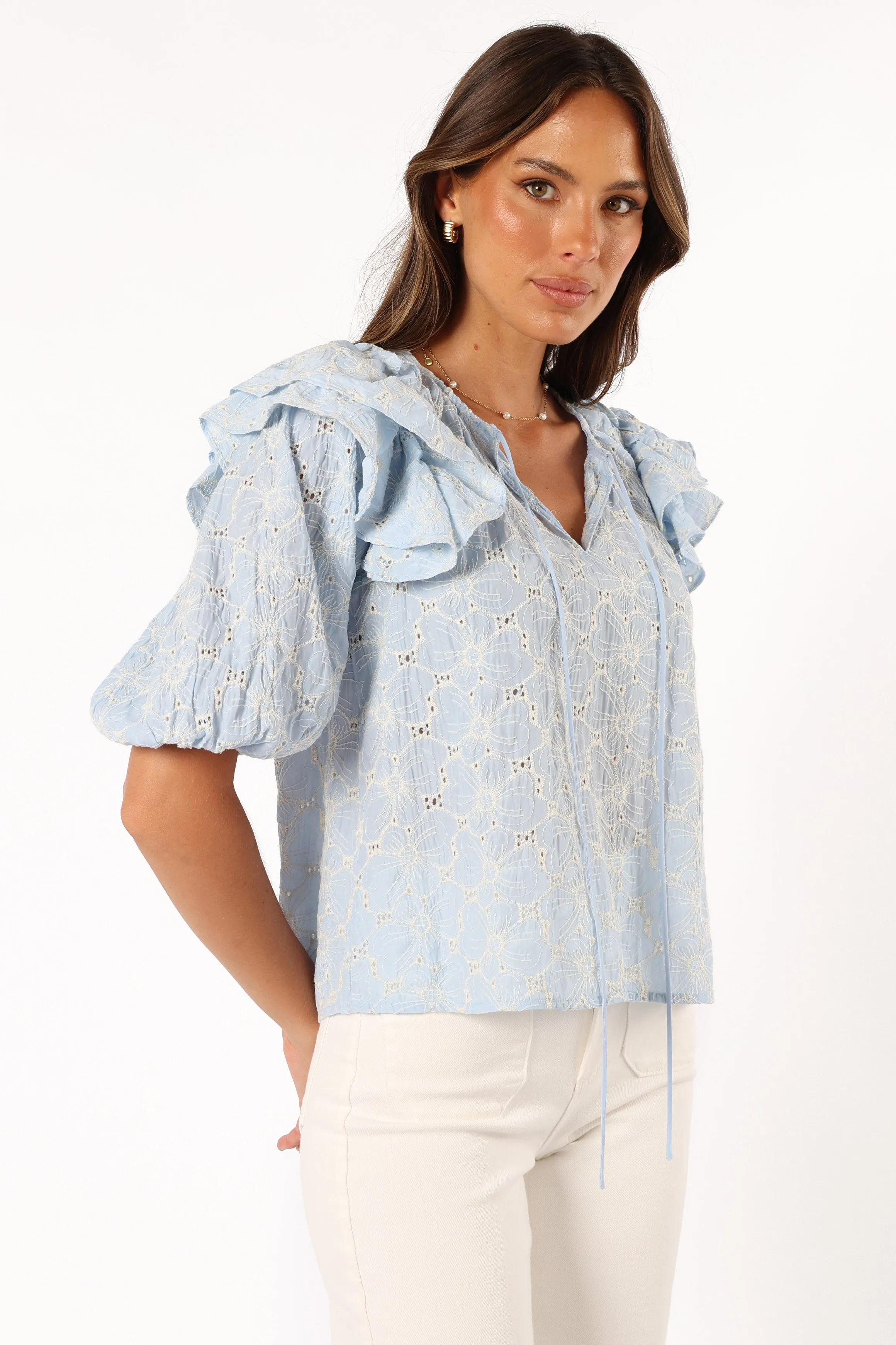 Iris Ruffled Top - Blue sold by Petal & Pup product image thumbnail 5