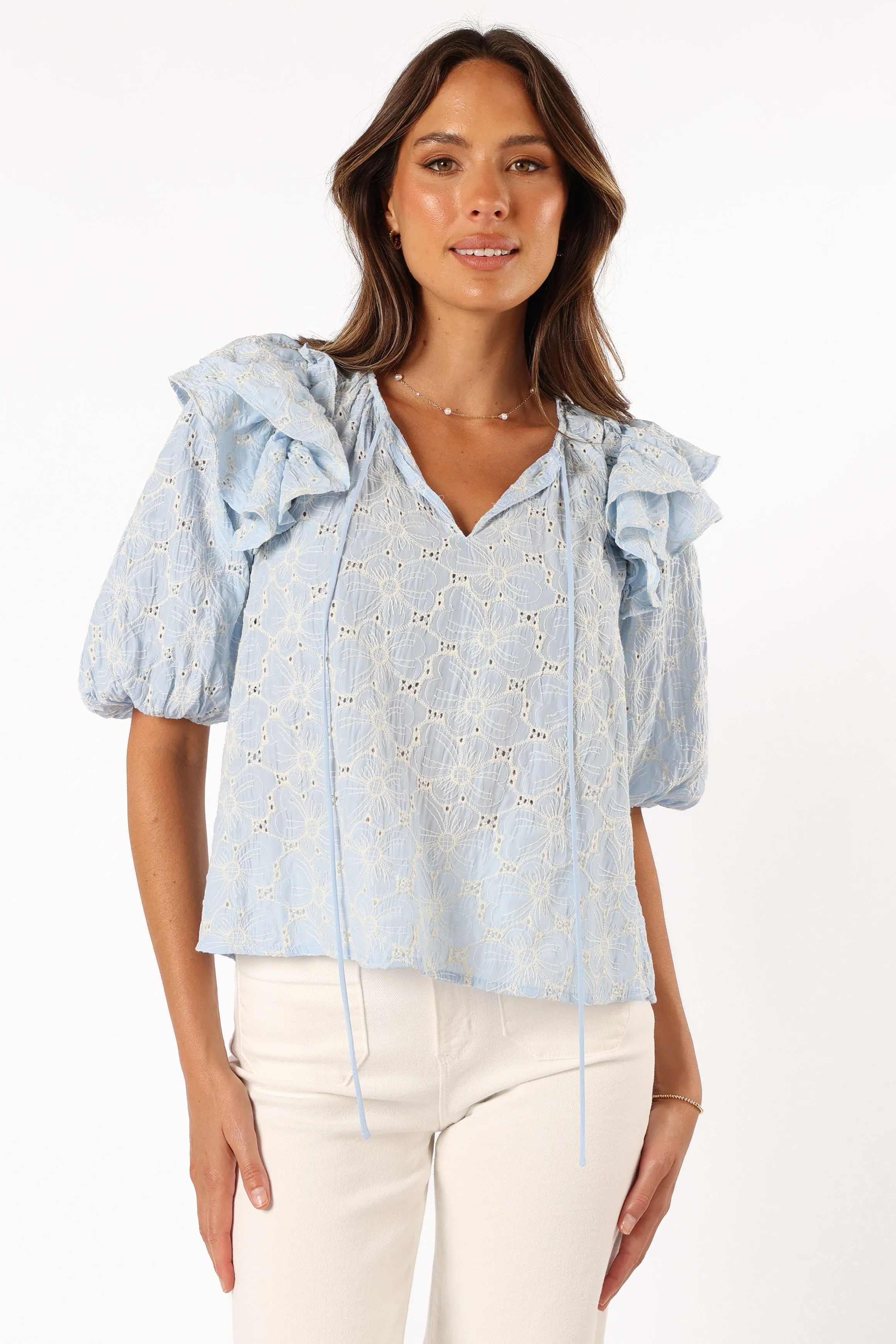Iris Ruffled Top - Blue sold by Petal & Pup product image thumbnail 3