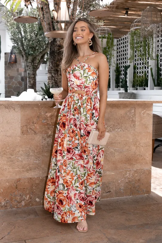 Madeira Dress - Orange Floral sold by Petal & Pup