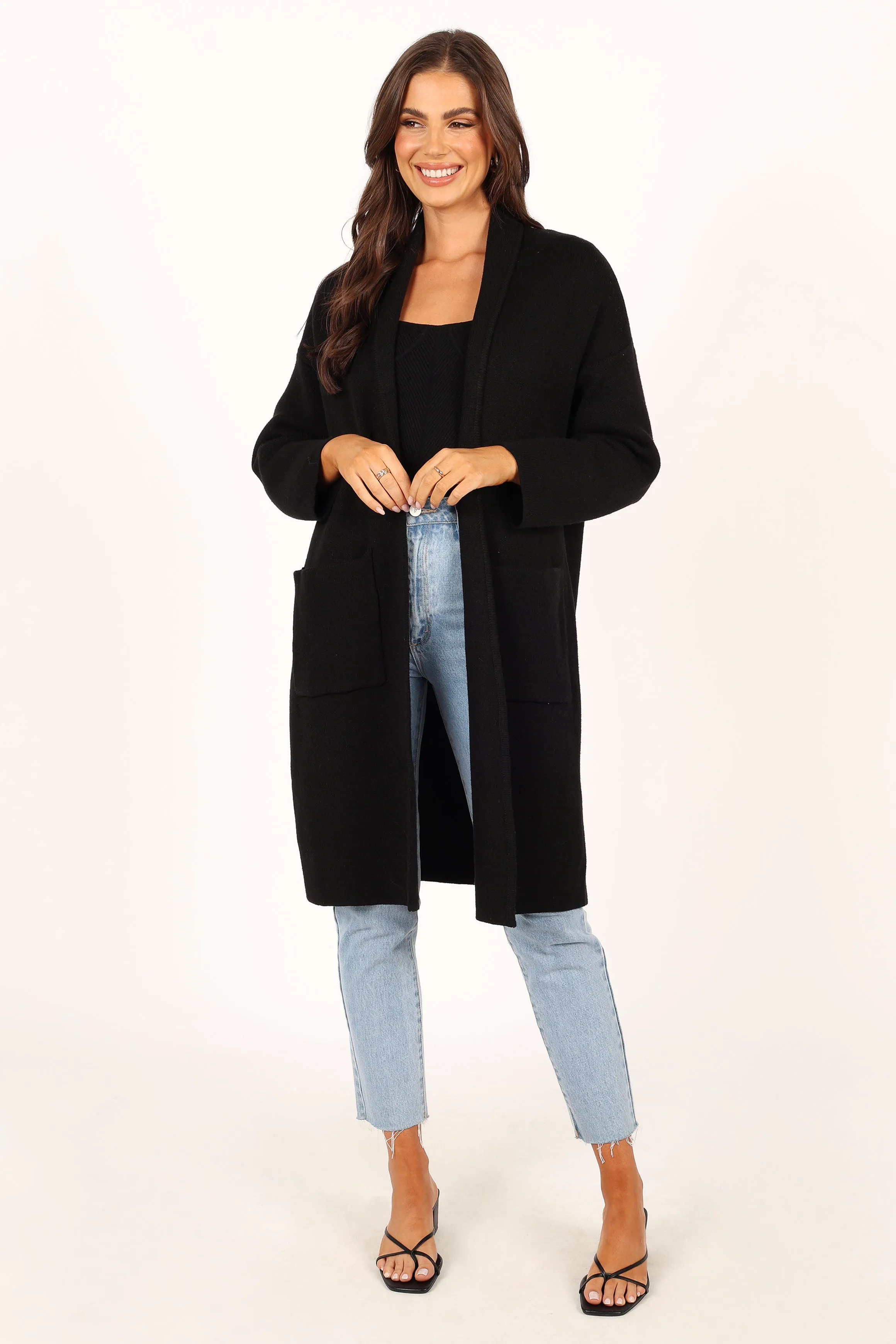 Avah Long Cardigan - Black sold by Petal & Pup