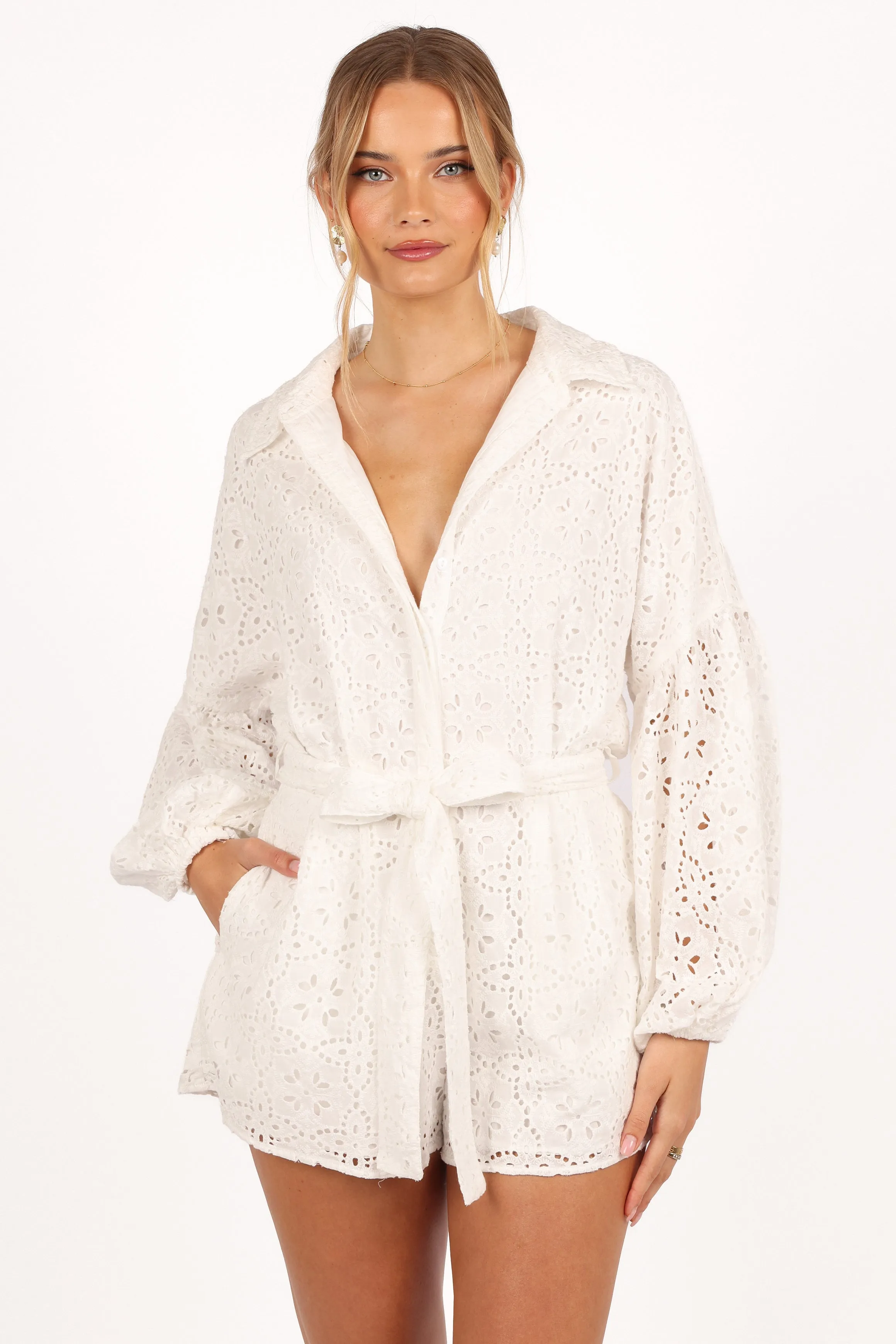 Ellia Romper - Off White sold by Petal & Pup