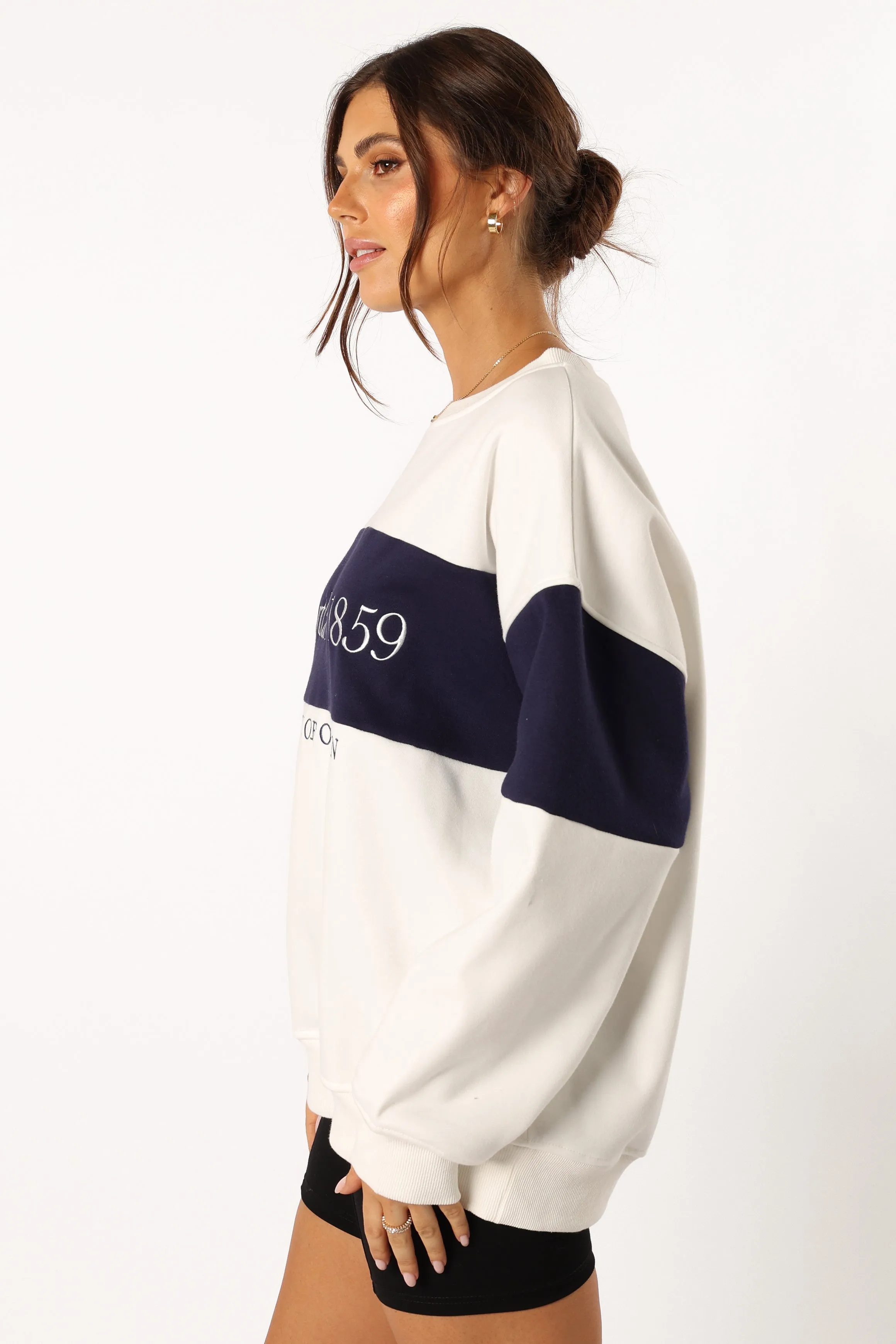 Portland Colorblock Oversized Sweatshirt - White Navy sold by Petal & Pup product image thumbnail 4