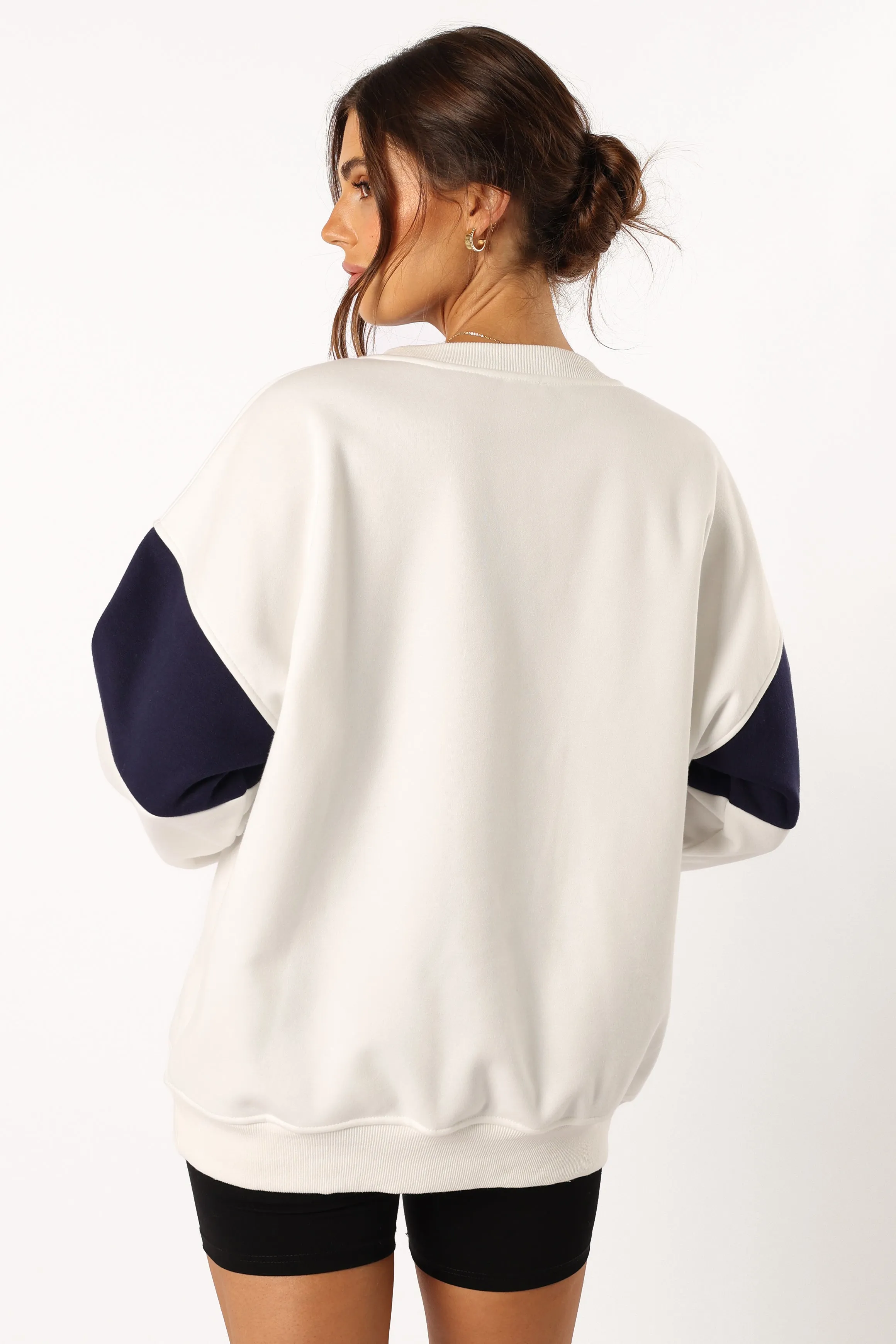 Portland Colorblock Oversized Sweatshirt - White Navy sold by Petal & Pup product image thumbnail 5