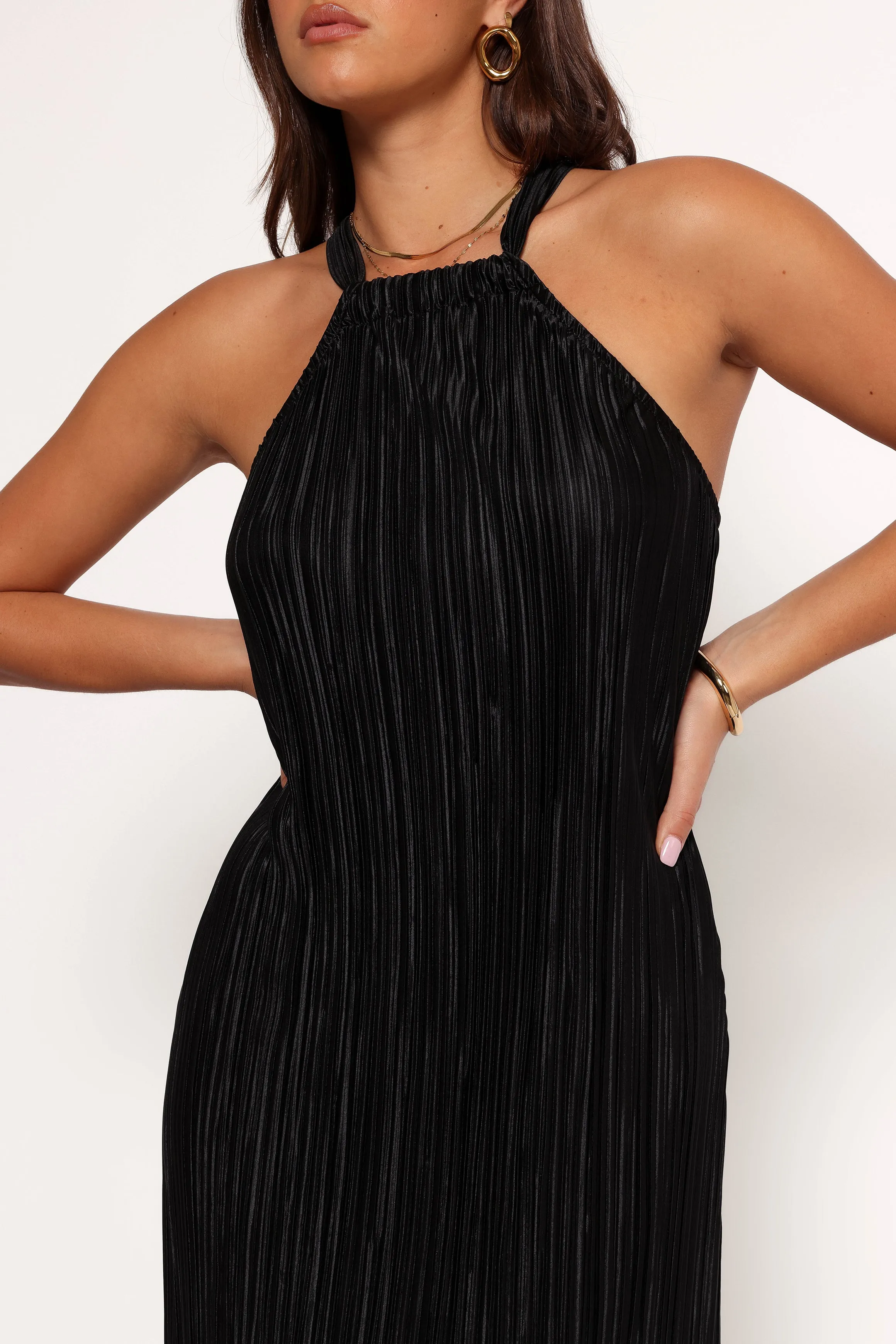 Melody Plisse Halter Maxi Dress - Black sold by Petal & Pup product image thumbnail 2