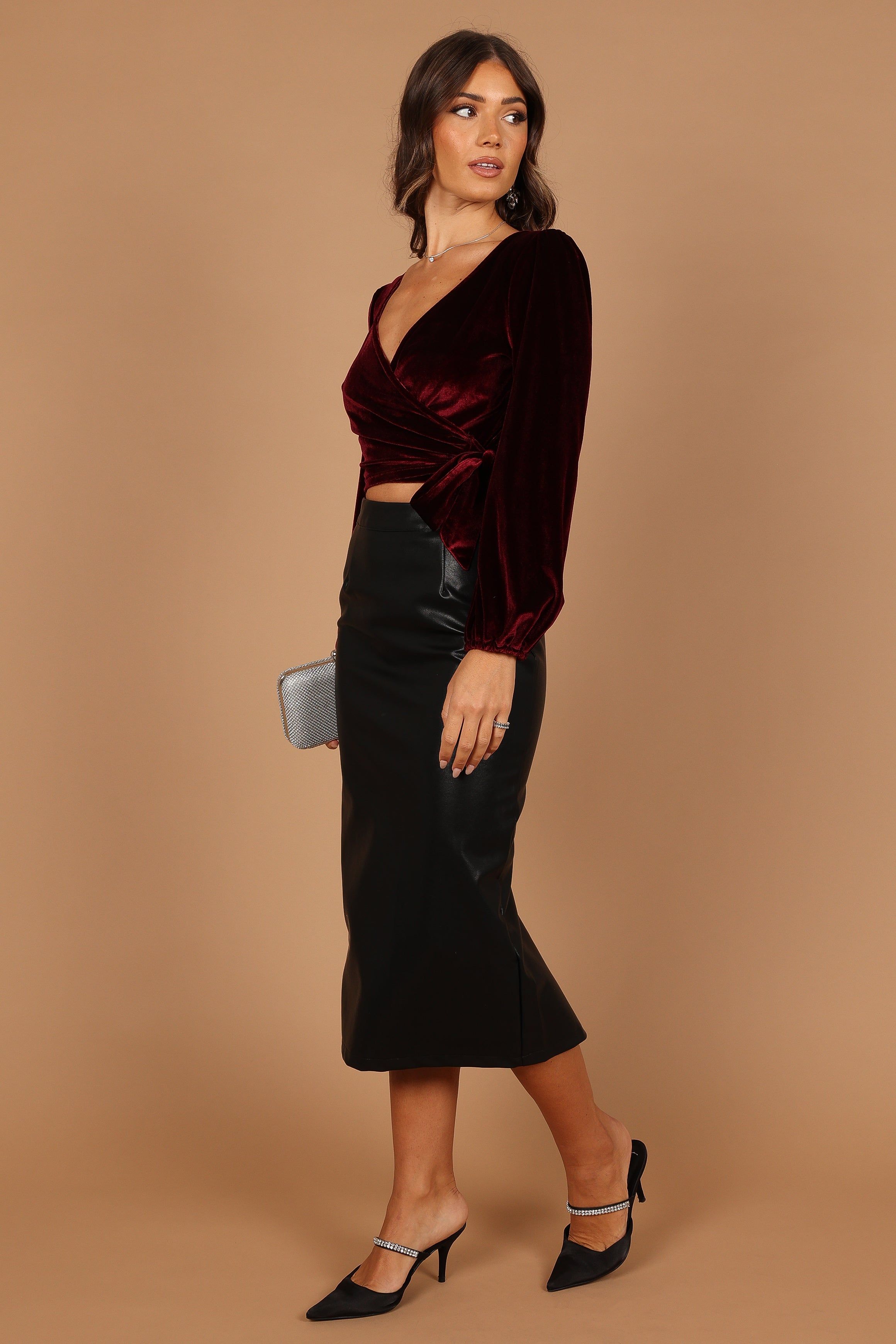 Lian Faux Leather Pencil Skirt - Black sold by Petal & Pup product image thumbnail 6