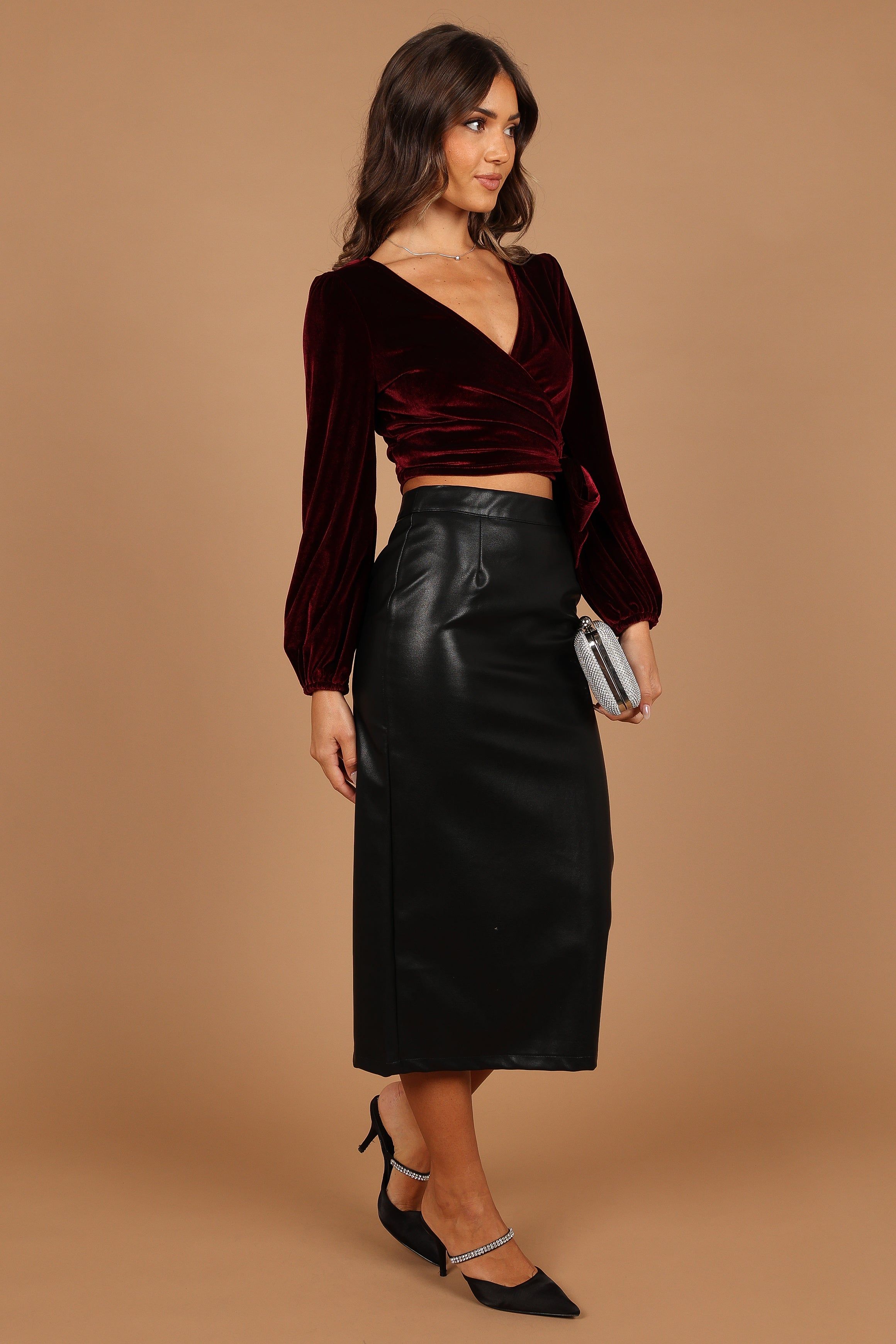 Lian Faux Leather Pencil Skirt - Black sold by Petal & Pup product image thumbnail 5