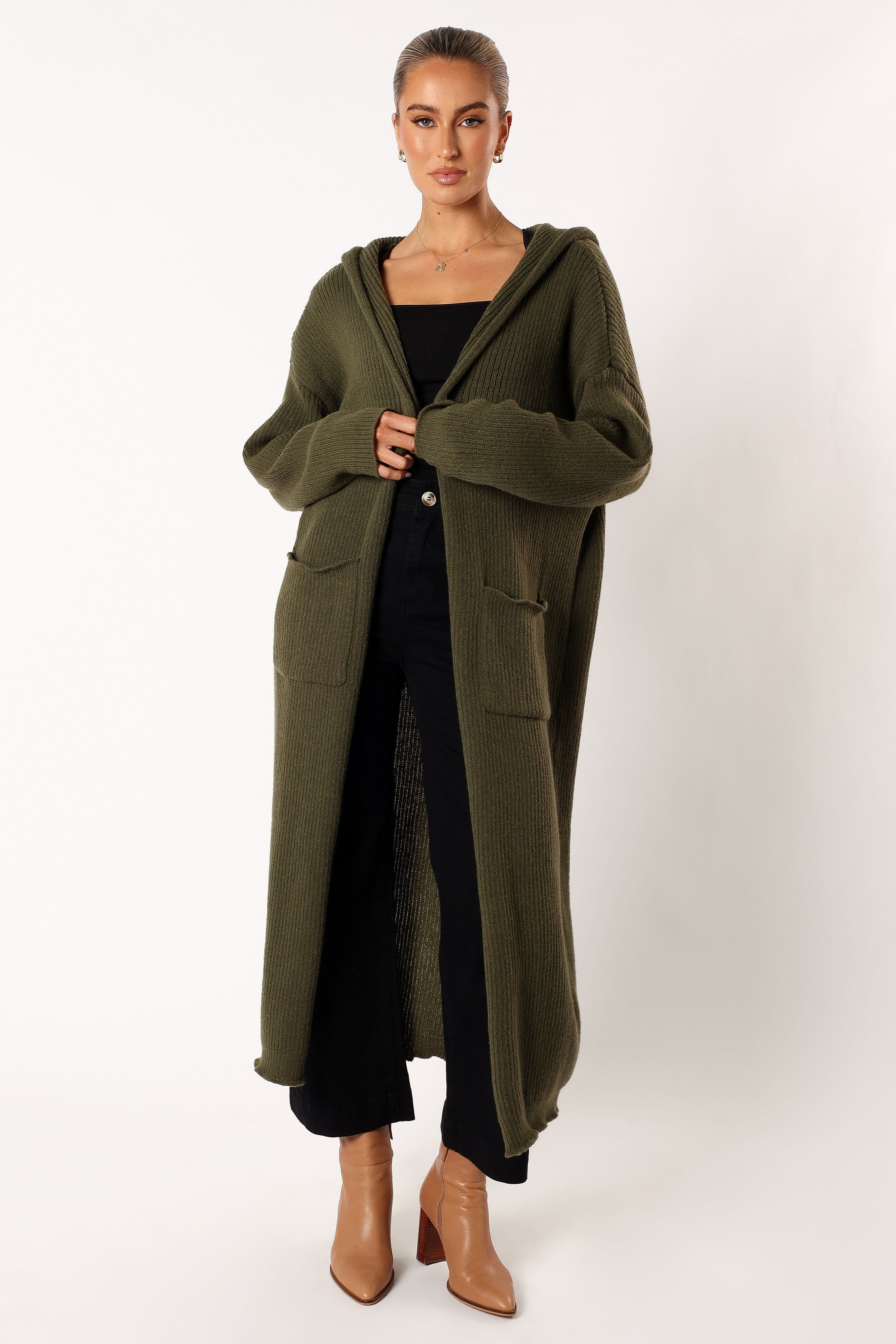 Valery Long Cardigan - Olive sold by Petal & Pup product image thumbnail 3