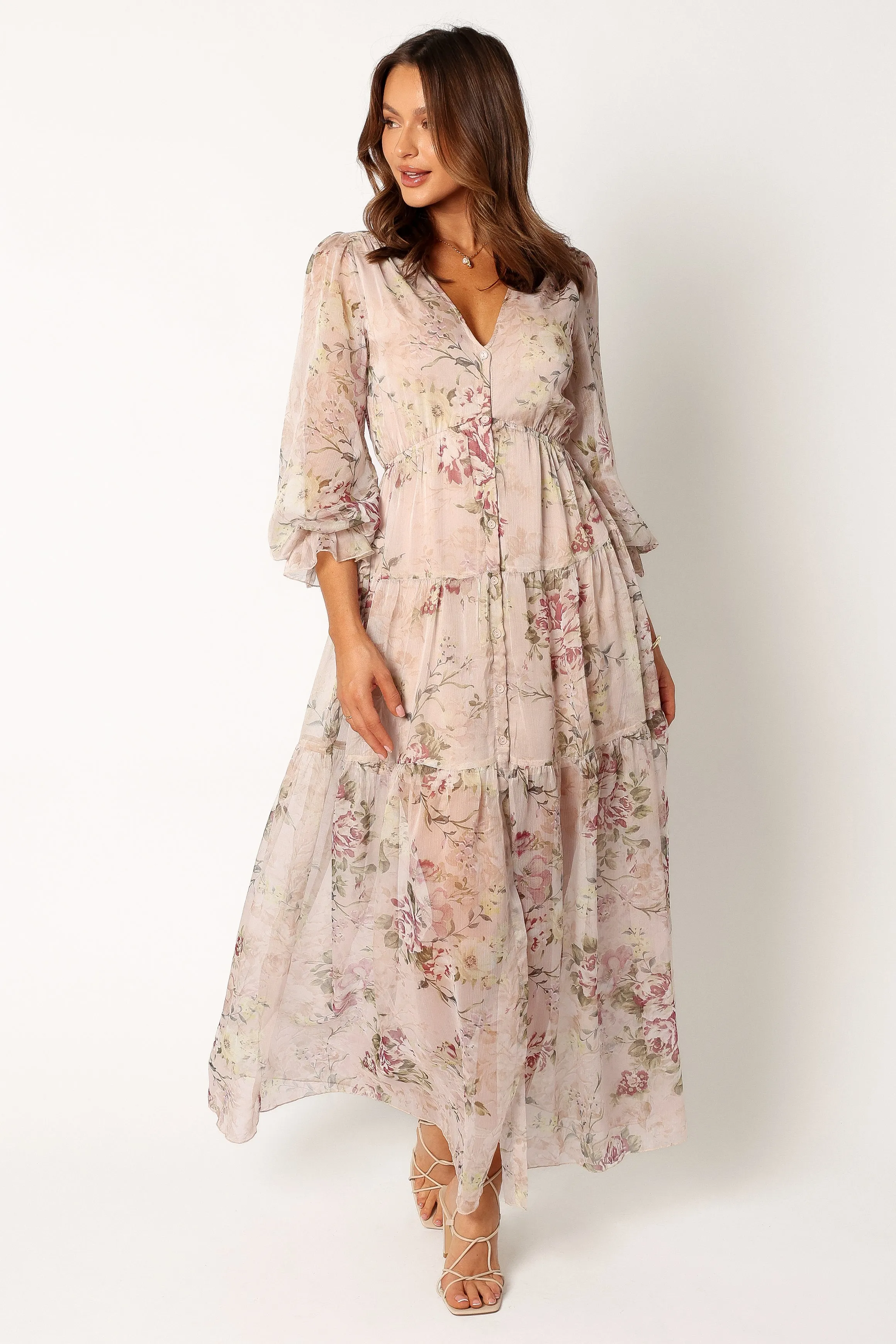 Maria Long Sleeve Maxi Dress - Cream sold by Petal & Pup
