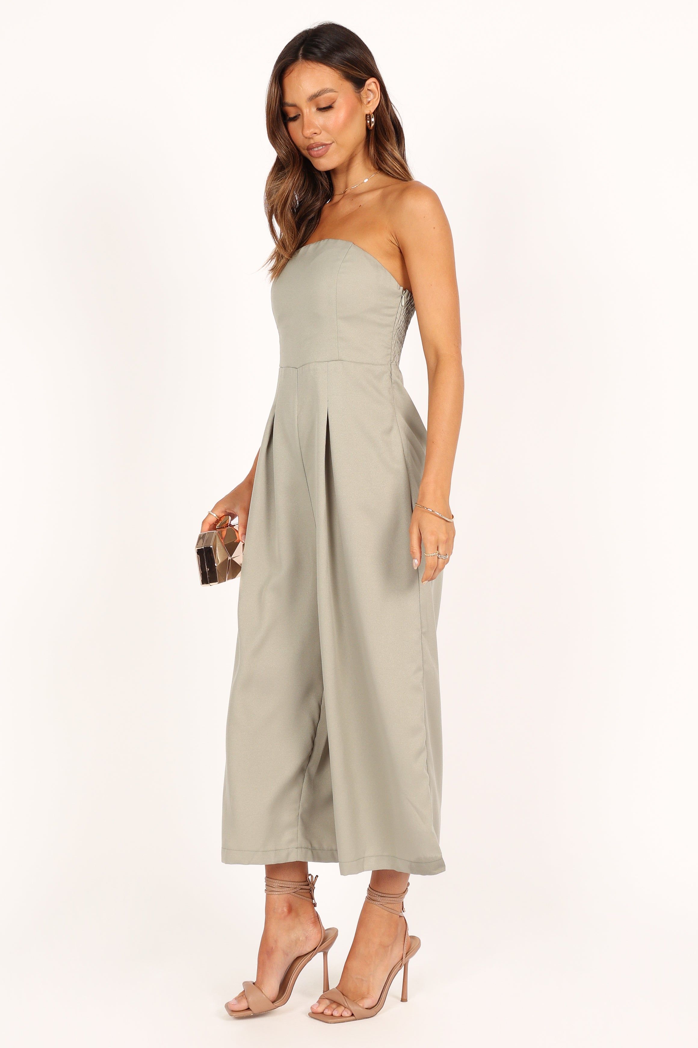 Jonie Strapless Jumpsuit - Olive sold by Petal & Pup product image thumbnail 4