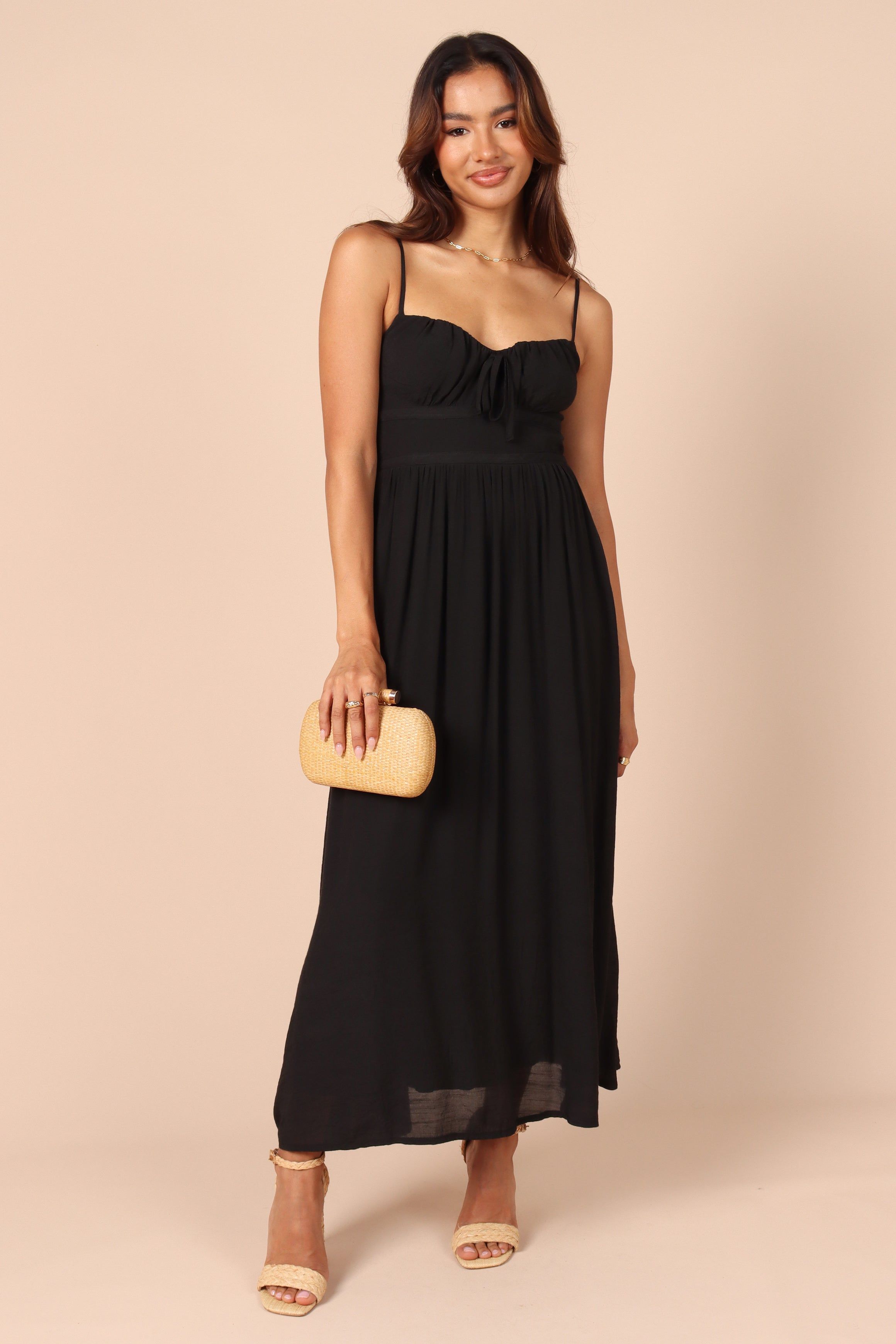 Darcie Sweetheart Neckline Maxi Dress - Black sold by Petal & Pup
