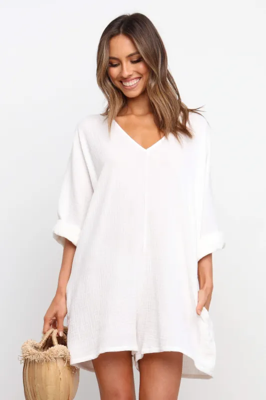 Egidio Playsuit - White sold by Petal & Pup