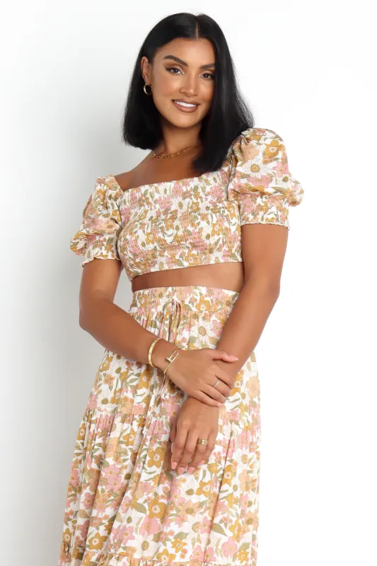 Alana Top - Tan Floral sold by Petal & Pup