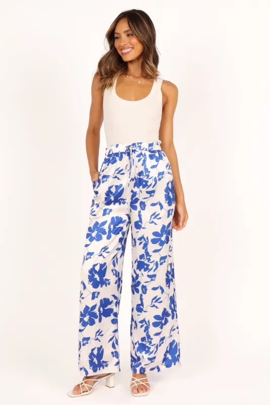 Keely Wide Leg Pant - Blue Floral sold by Petal & Pup
