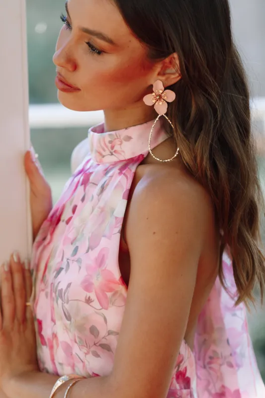 Bloom Statement Earring - Gold/Pink sold by Petal & Pup