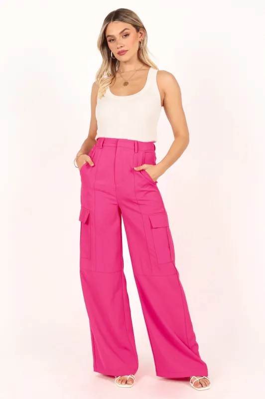 Khloe High Waisted Pant - Bright Pink sold by Petal & Pup