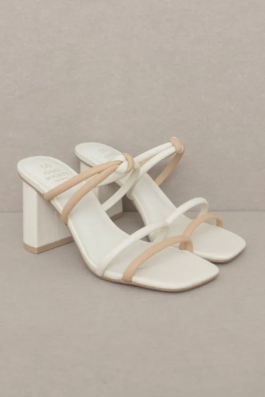 Sawyer Two Tone Heel - Beige made by Petal & Pup