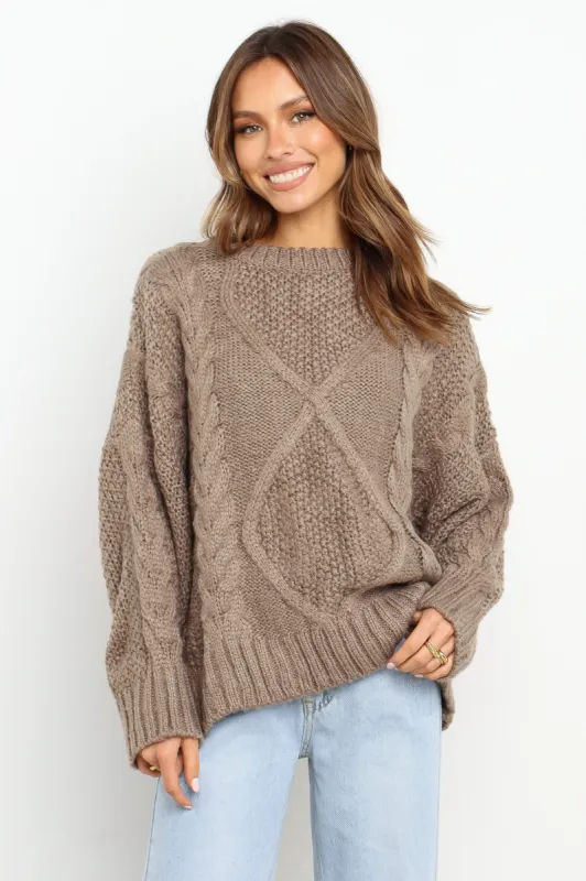 Buckland Knit Sweater - Taupe sold by Petal & Pup