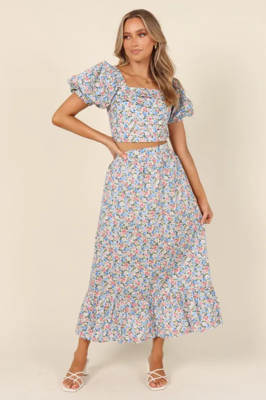 Fleur Skirt - Blue Floral sold by Petal & Pup