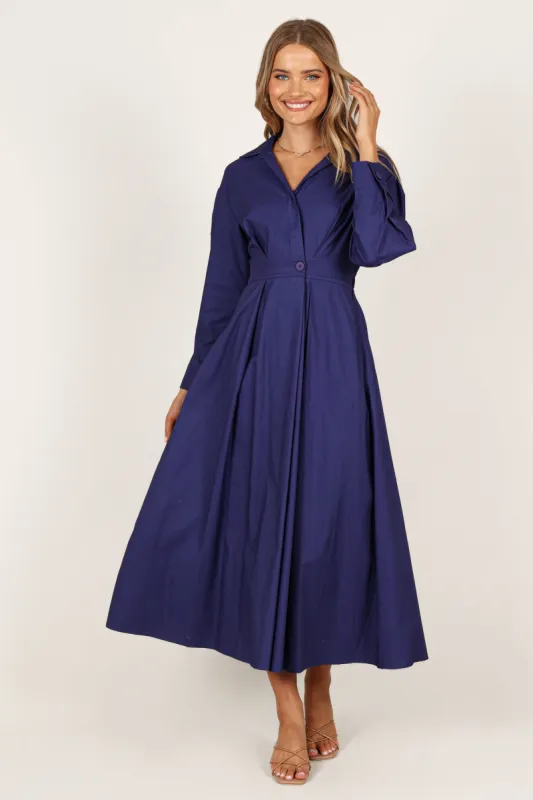 Violet Long Sleeve Midi Dress - Royal Blue sold by Petal & Pup