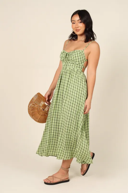 Stevey Dress - Green Check sold by Petal & Pup