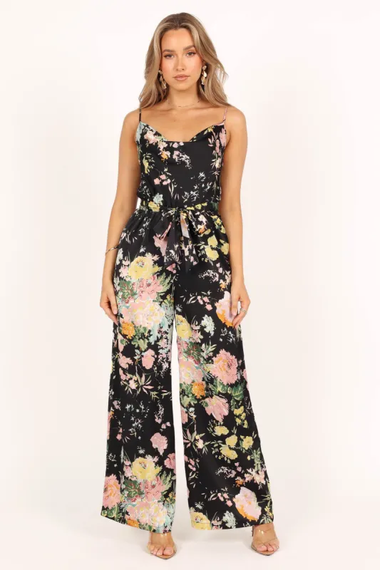 Persia Jumpsuit - Black Floral sold by Petal & Pup
