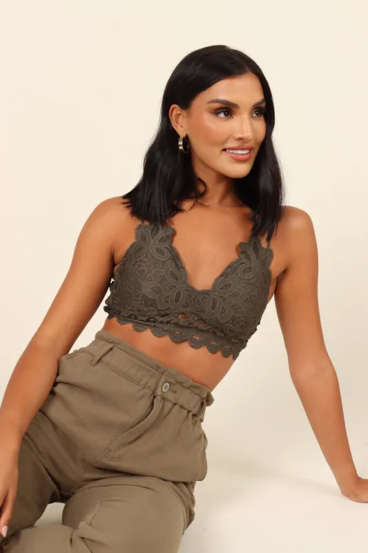 Hannah Lace Bralette - Olive sold by Petal & Pup