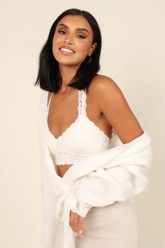 Whitney Lace Racerback Bralette - White sold by Petal & Pup