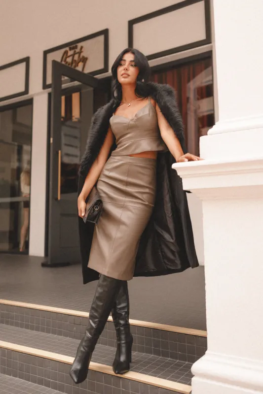 Makenna Midi Skirt - Pewter sold by Petal & Pup