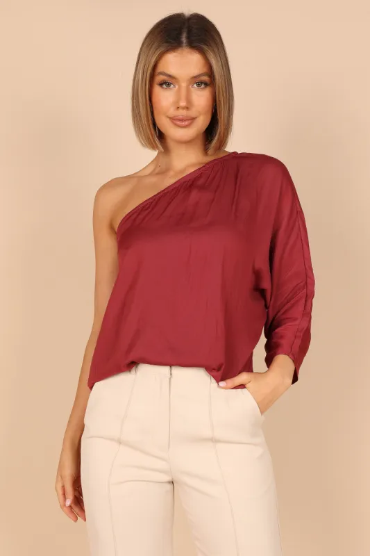 Carmen One Shoulder Top - Wine sold by Petal & Pup