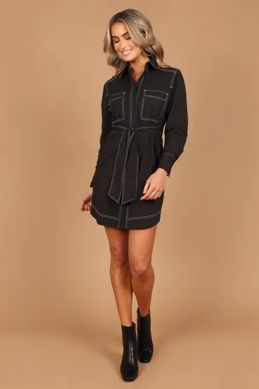 Morph Contrast Stitch Midi Dress - Black sold by Petal & Pup