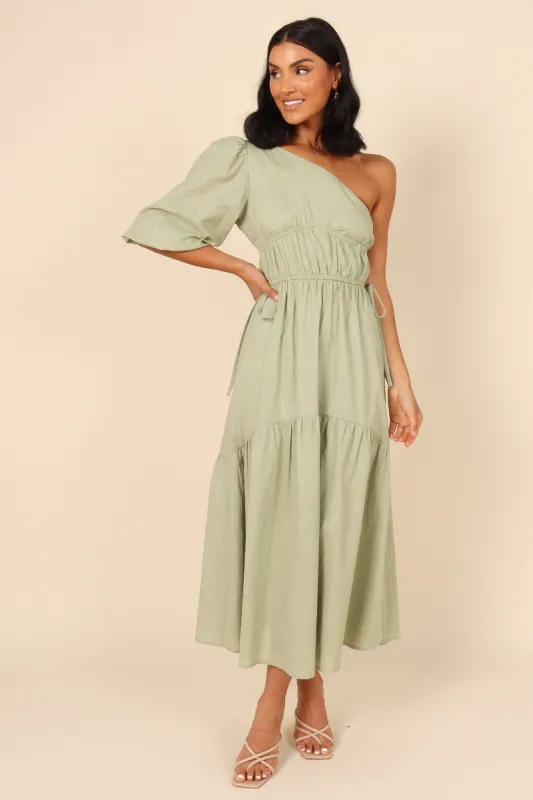 Annabelle One Shoulder Dress - Sage sold by Petal & Pup